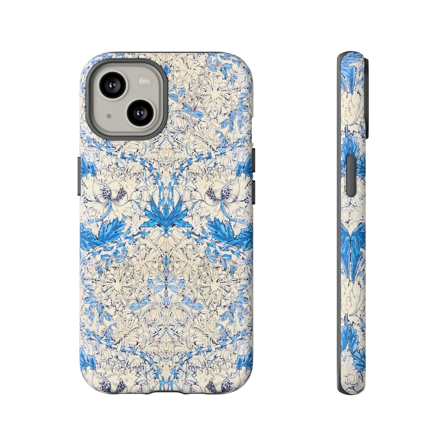 Elegant Floral Phone Case, Tough iPhone Cover, Stylish Mobile Protector, Blue Patterned Case, Unique Gift for Her