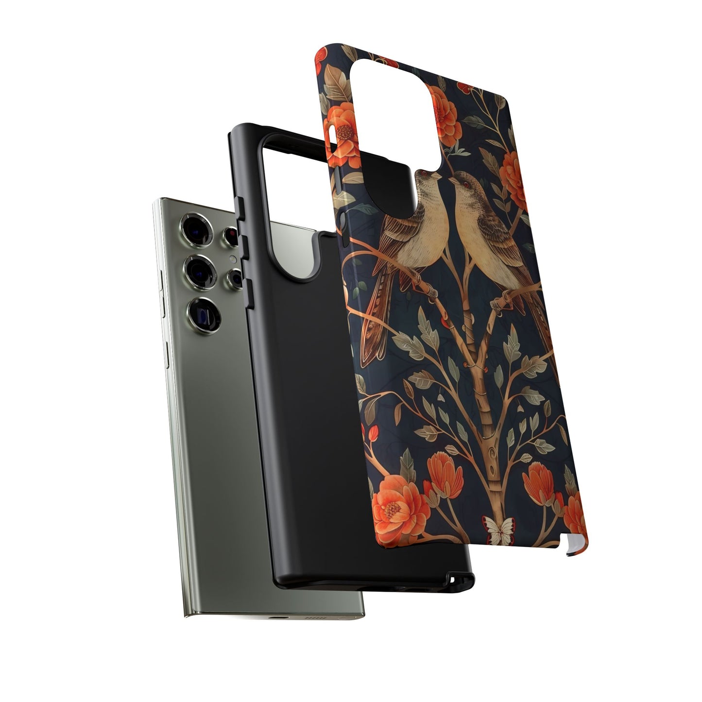 Floral Phone Case – Tough Cases with Bird Design, Unique Gift for Nature Lovers, Stylish Tech Accessory, Phone Cover, Artistic Case