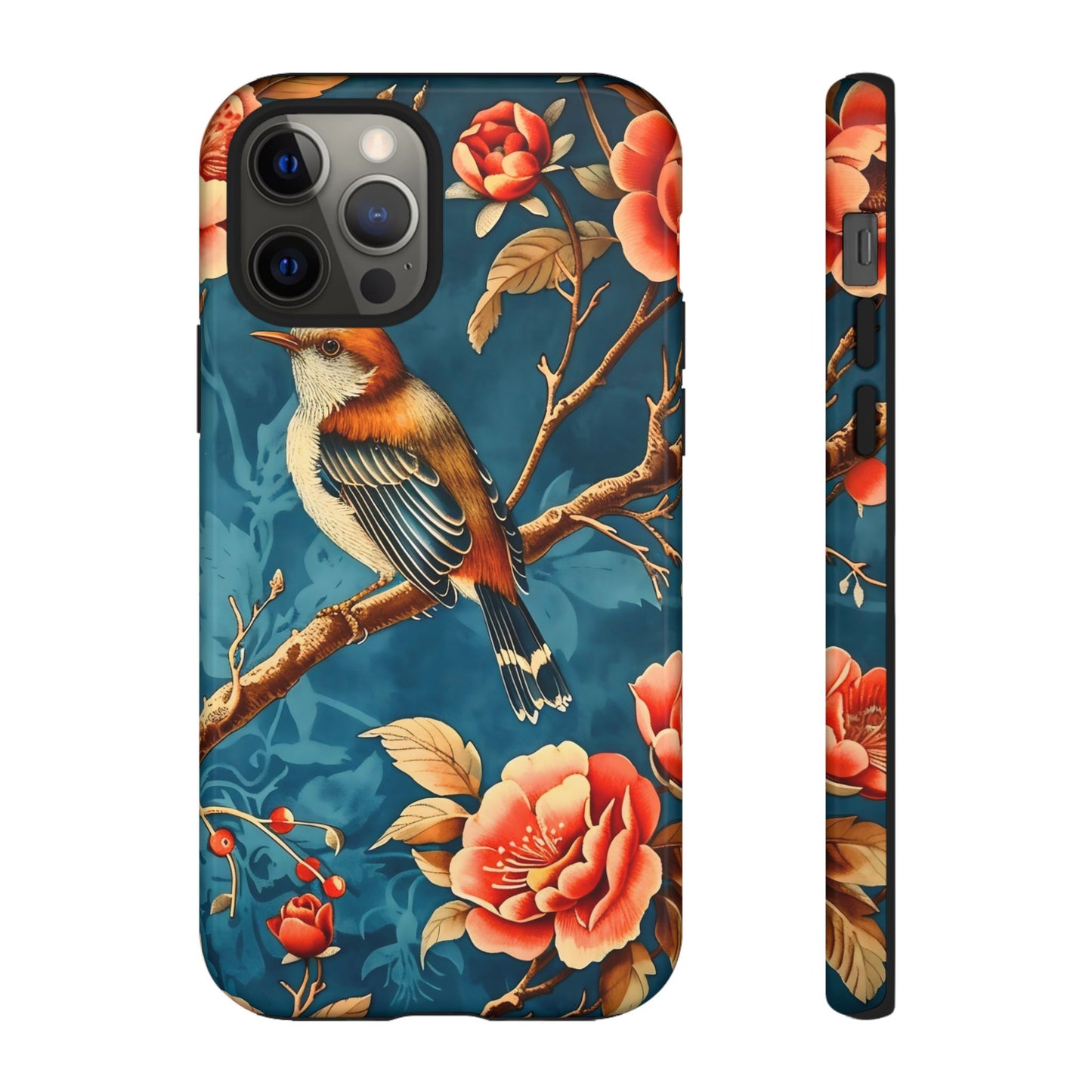 Bird & Floral Phone Case, Tough Cases for Nature Lovers, Gift for Her, Customizable Design, Vibrant Tech Accessories