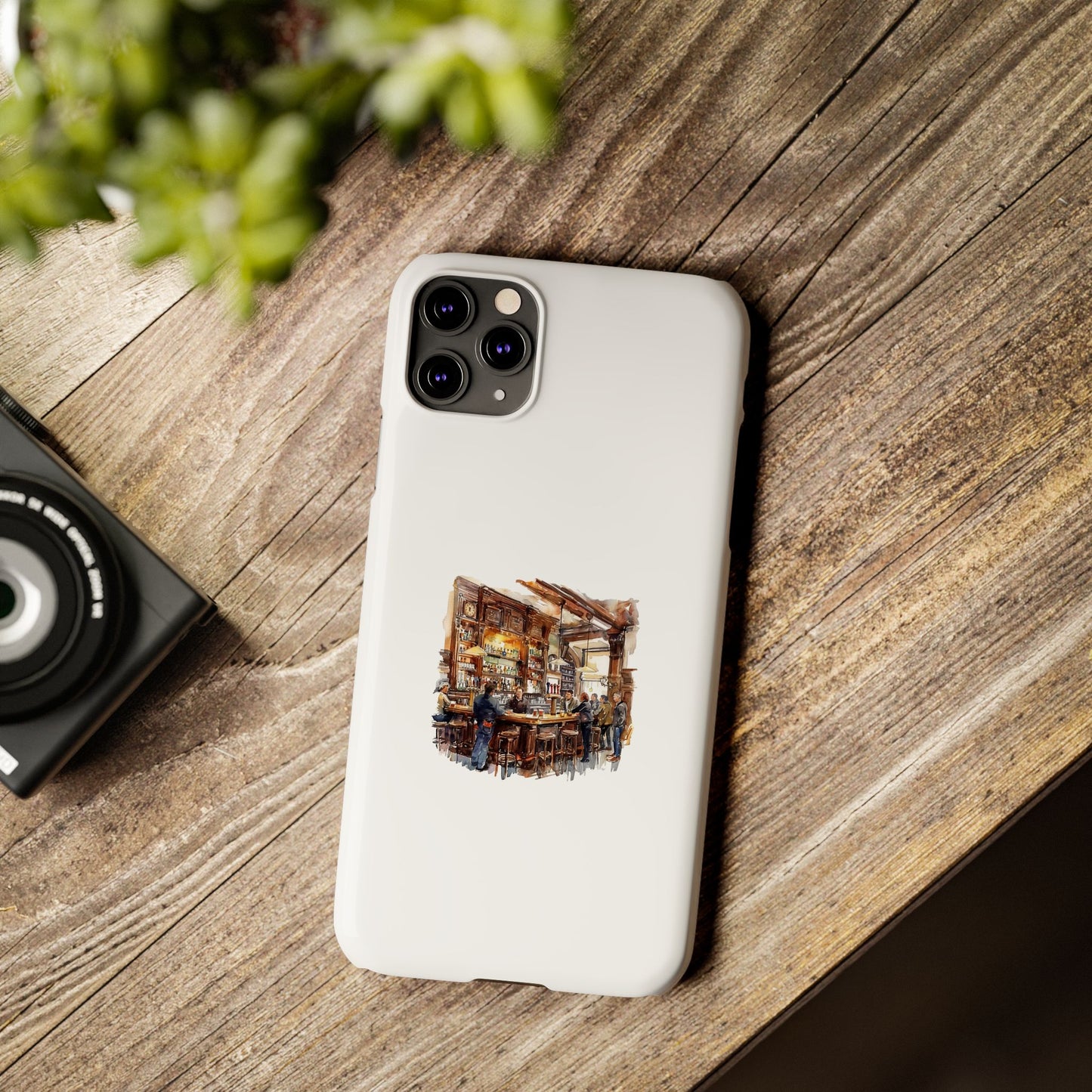 Artistic Slim Phone Cases, Coffee Shop Aesthetic, Unique Phone Covers, Gift for Coffee Lovers, Artistic Design Cases