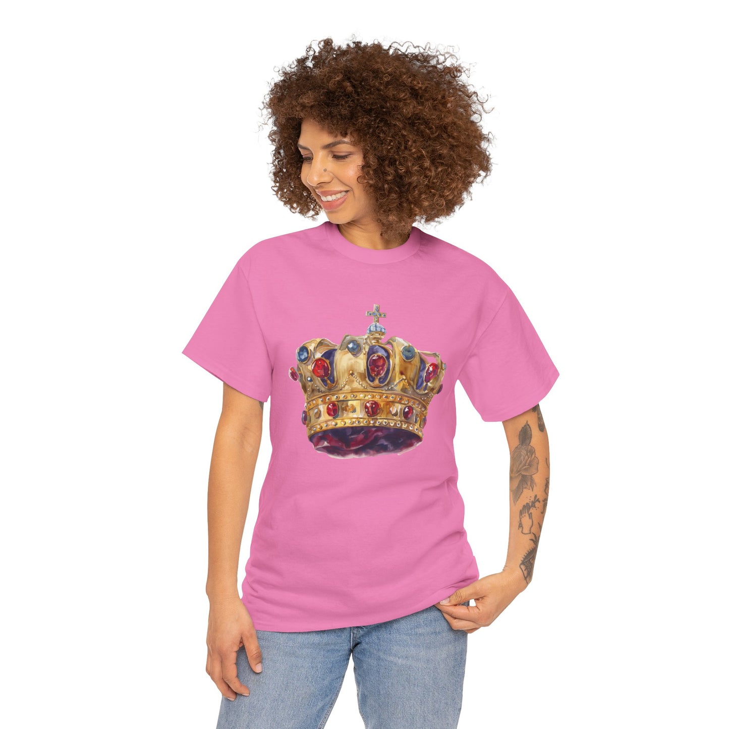 Unisex Heavy Cotton Tee - British Royal Crown Design - Iconic Symbol of Monarchy