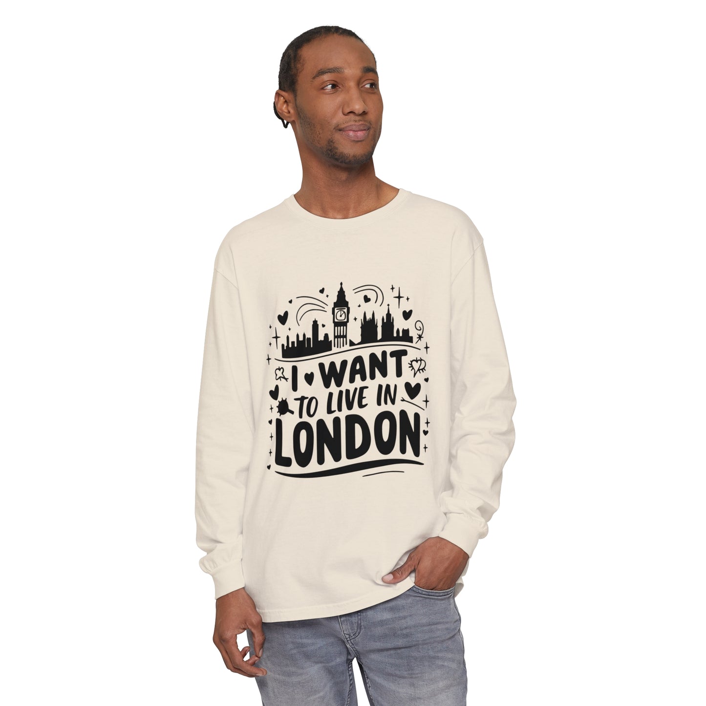 Unisex Garment-dyed Long Sleeve T-Shirt - I want to live in London