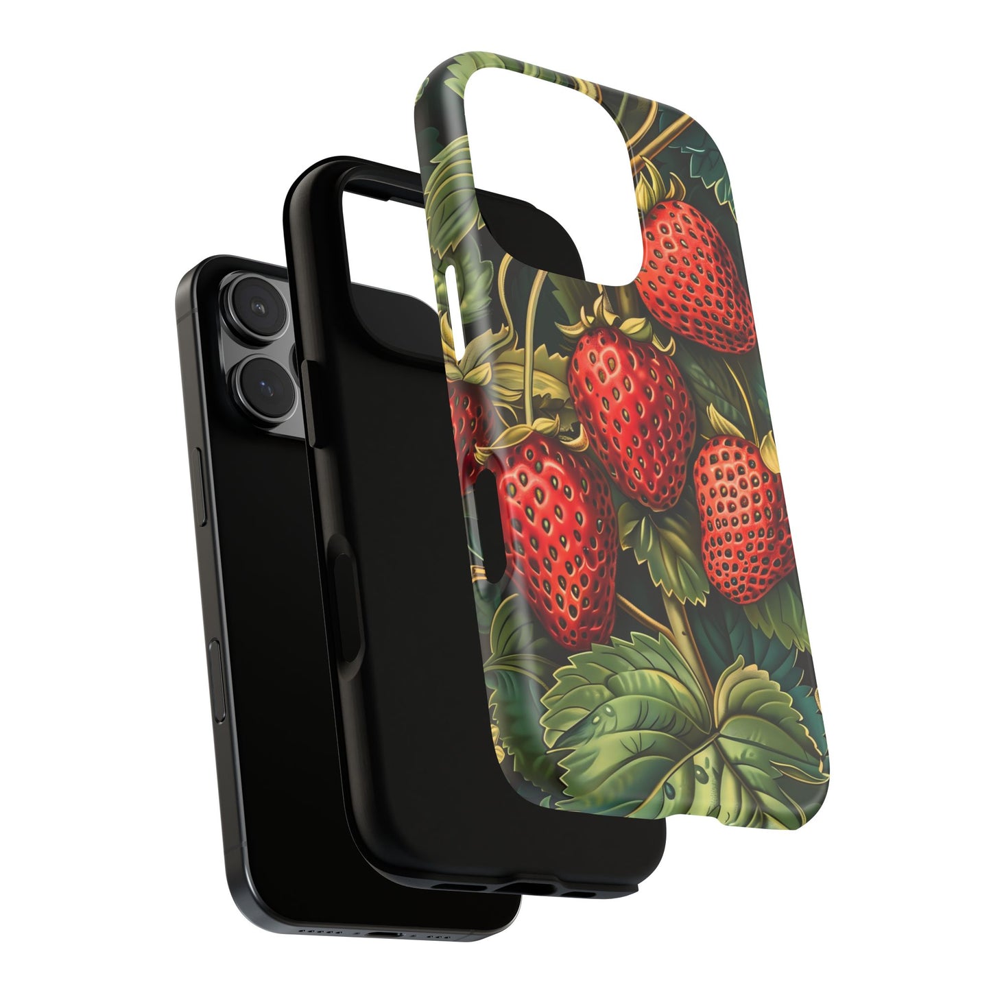 Strawberry Phone Case, Tough Berry Case, Floral Phone Cover, Cute Smartphone Shell, Nature-Inspired Gift