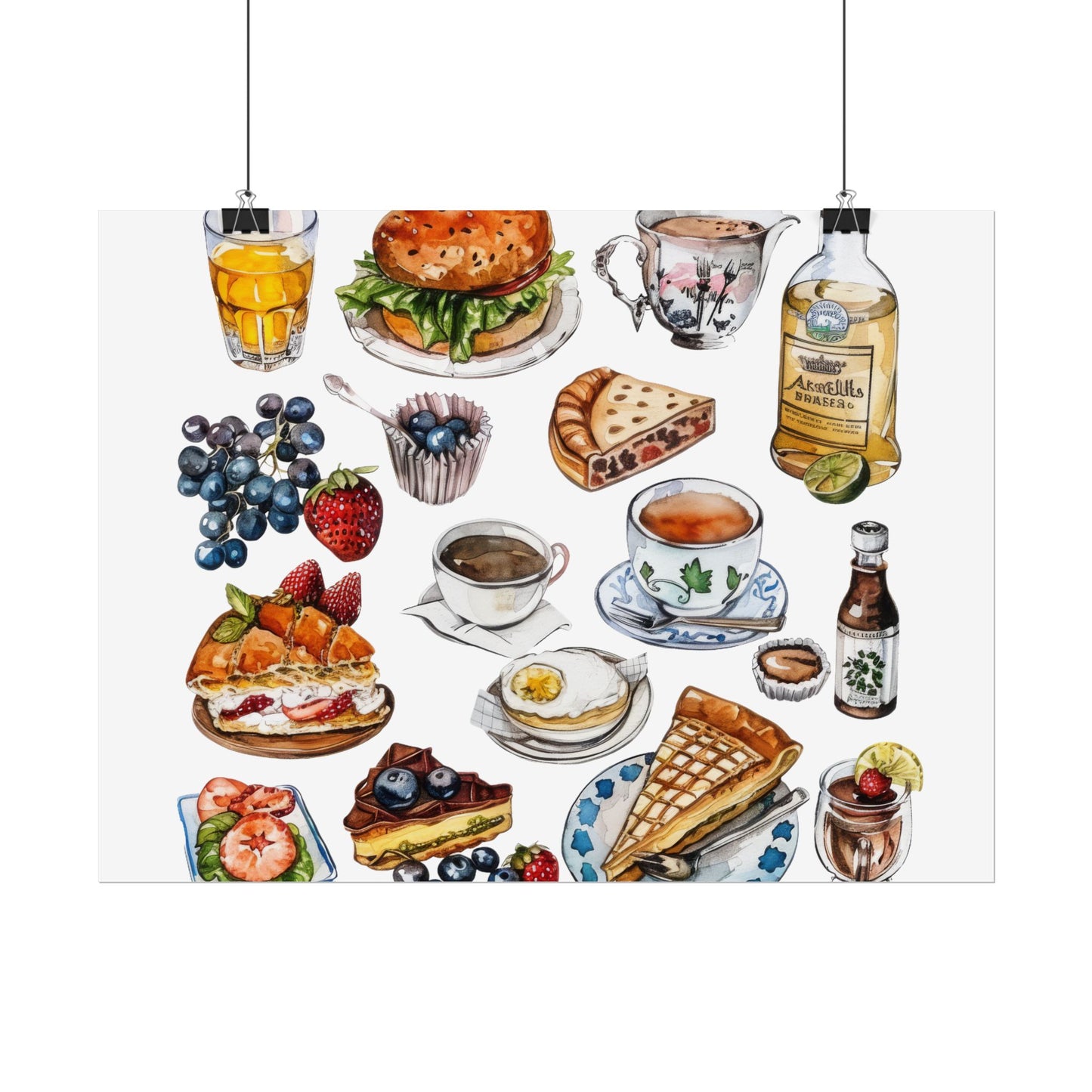 Foodie Wall Art Print, Kitchen Decor, Gourmet Food Poster, Culinary Art for Food Lovers, Cafe Aesthetic Home Decor