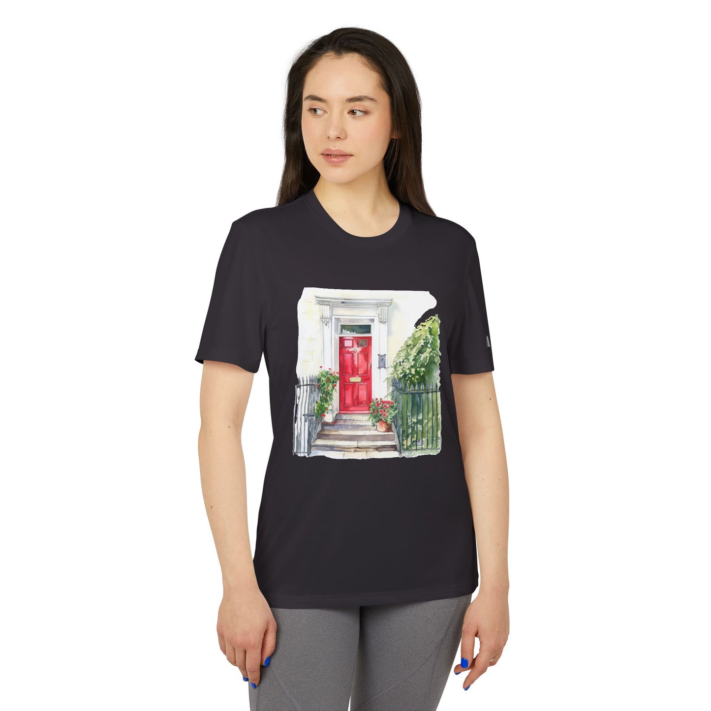 Adidas Unisex Sport T-Shirt - Red Door Design - Casual Wear for Home & Travel - British Nature