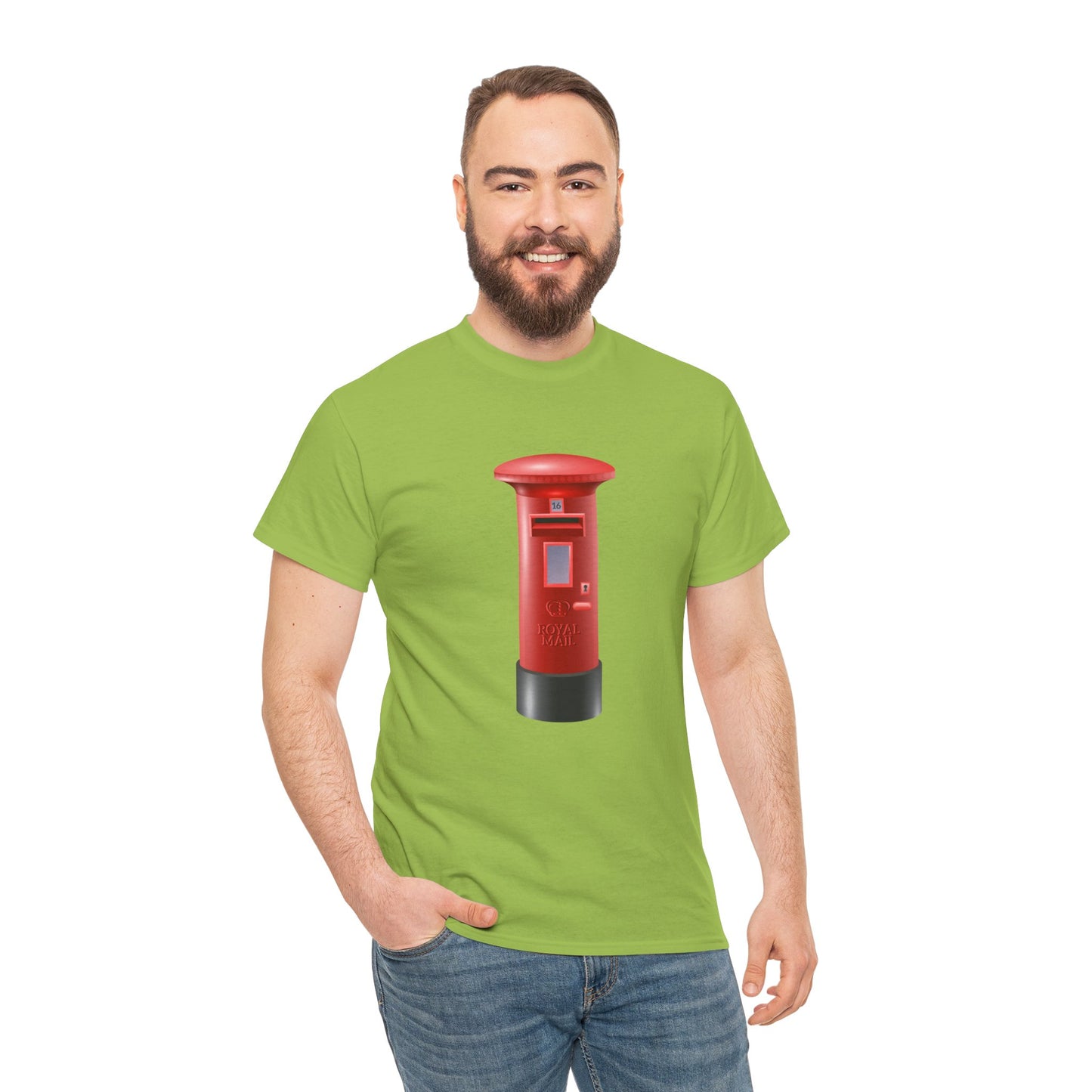 Unisex Heavy Cotton T-Shirt - Heritage UK Royal Mailbox Art