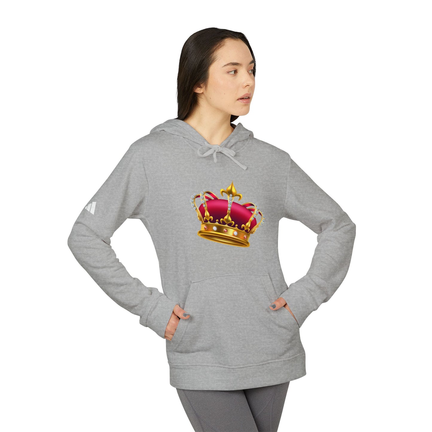 Adidas Hoodie - Unisex Fleece Sweatshirt - Crown Graphic - British Royal Crown - Iconic Symbol of Monarchy