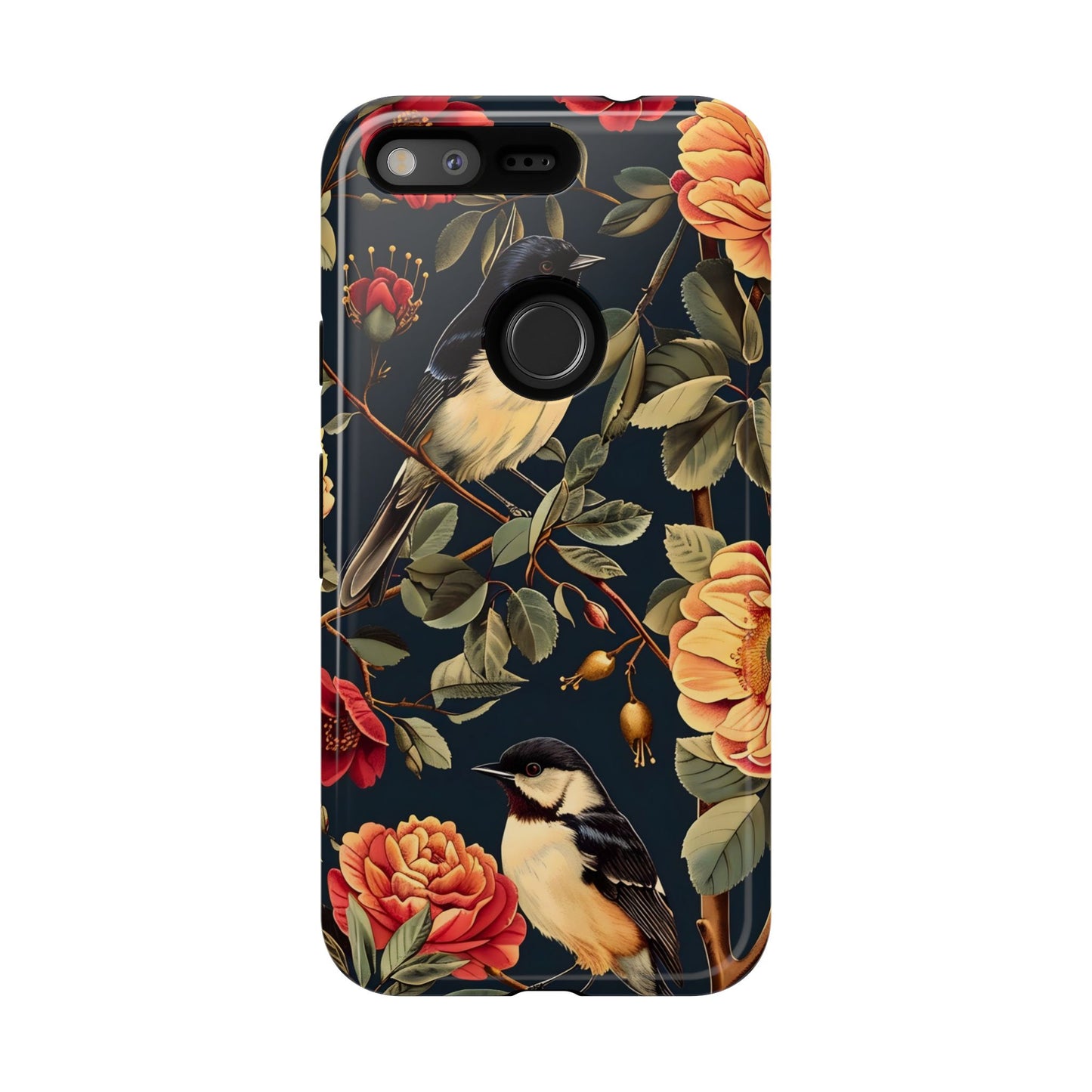 Floral Phone Case with Birds, Botanical iPhone Cover, Bird Lover Gift, Nature-Inspired Accessories, Eco-Friendly Mobile Case