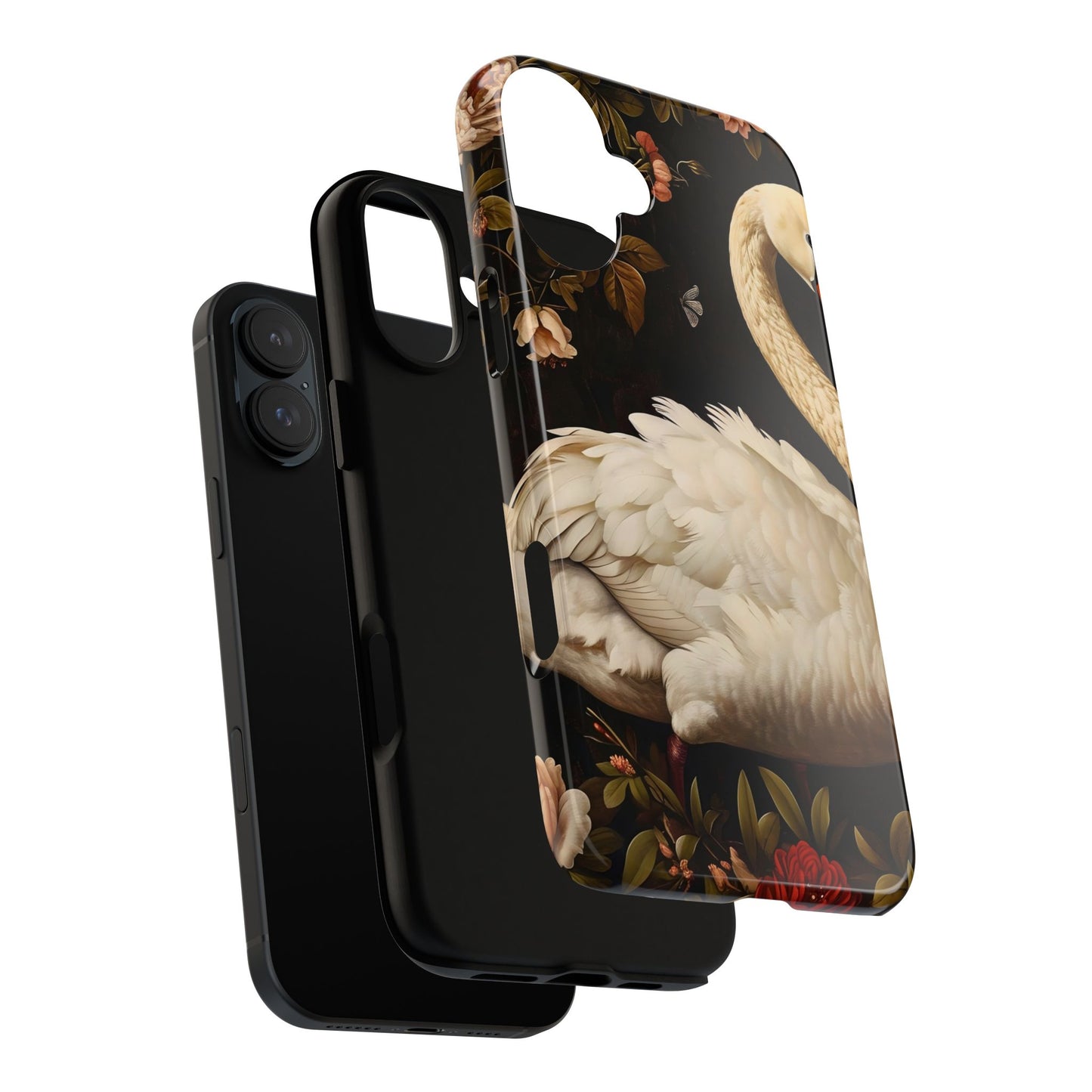 Elegant Swan Phone Case, Floral iPhone Cover, Tough Phone Case, Gift for Her, Nature Lover, Mother's Day, Birthday