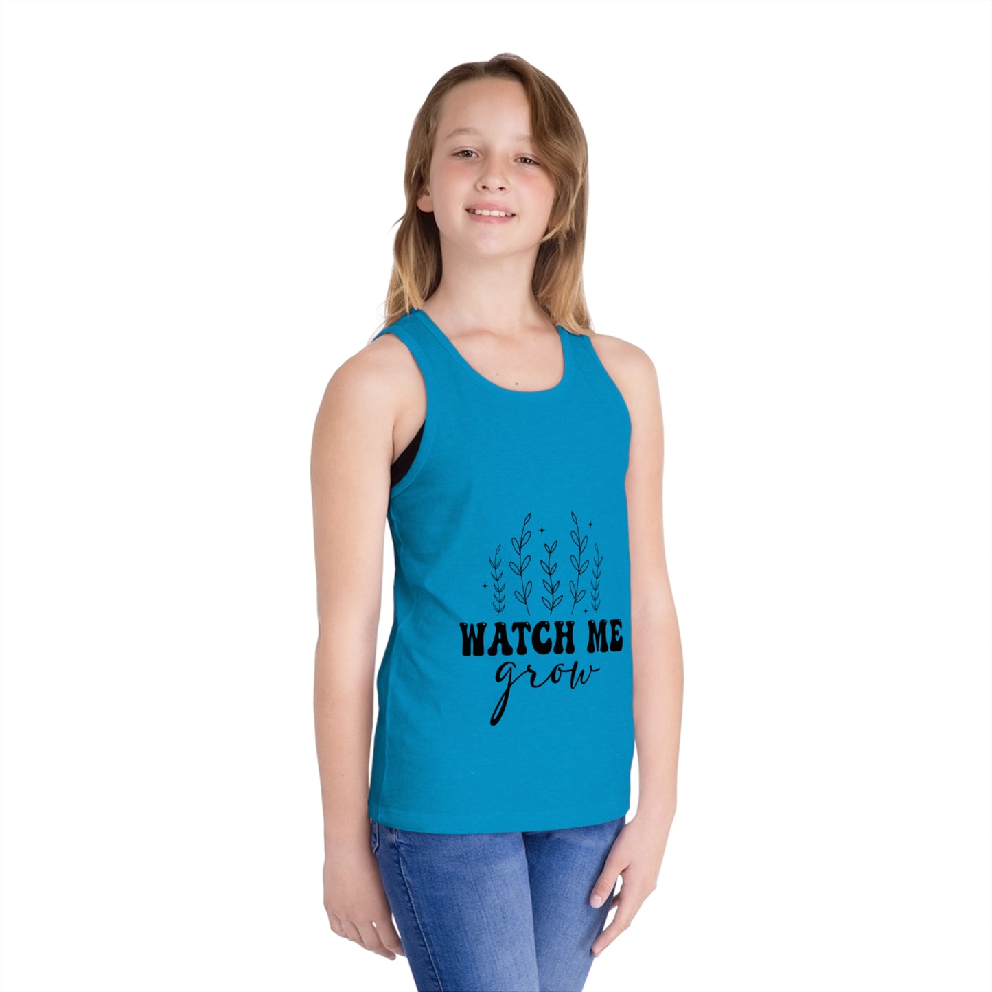 Kids' Jersey Tank Top - 'Watch Me Grow' Floral Design