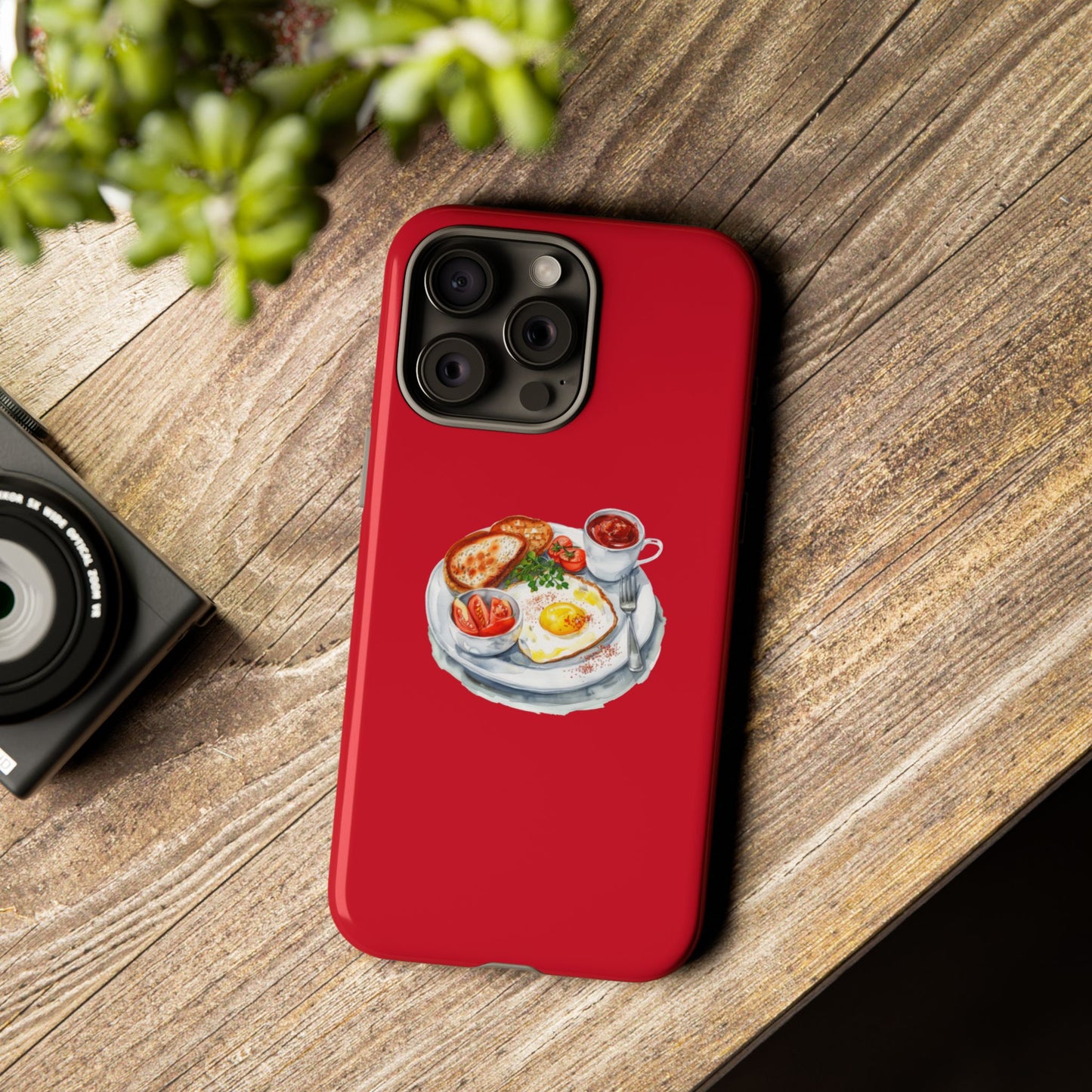 Breakfast-Inspired Phone Case, Tough Phone Covers, Foodie Gifts, Unique Accessories, Cute Kitchen Decor, Red Phone Case