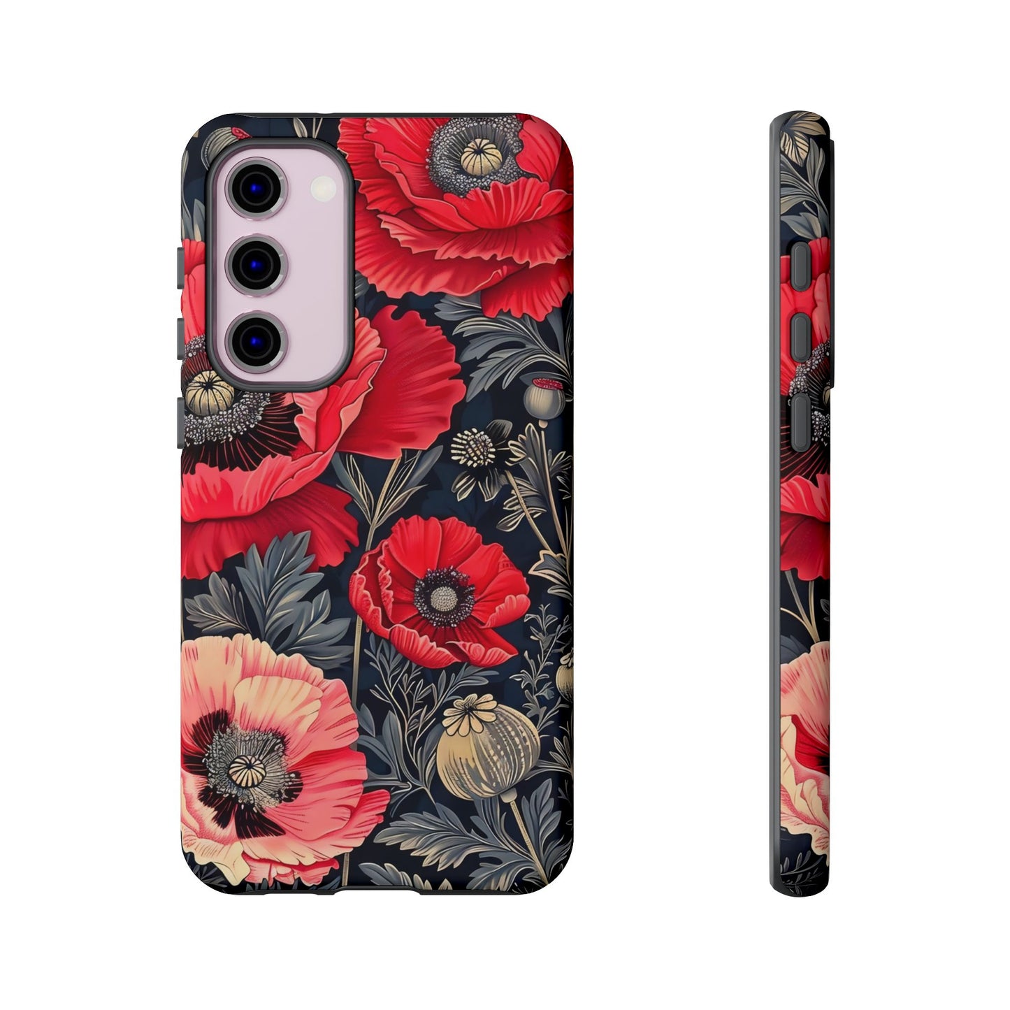 Floral Phone Case with Artistic Poppies, Tough Cases, Flower Design, Nature Lover Gift, Customizable Mobile Cover, Stylish Phone Accessories