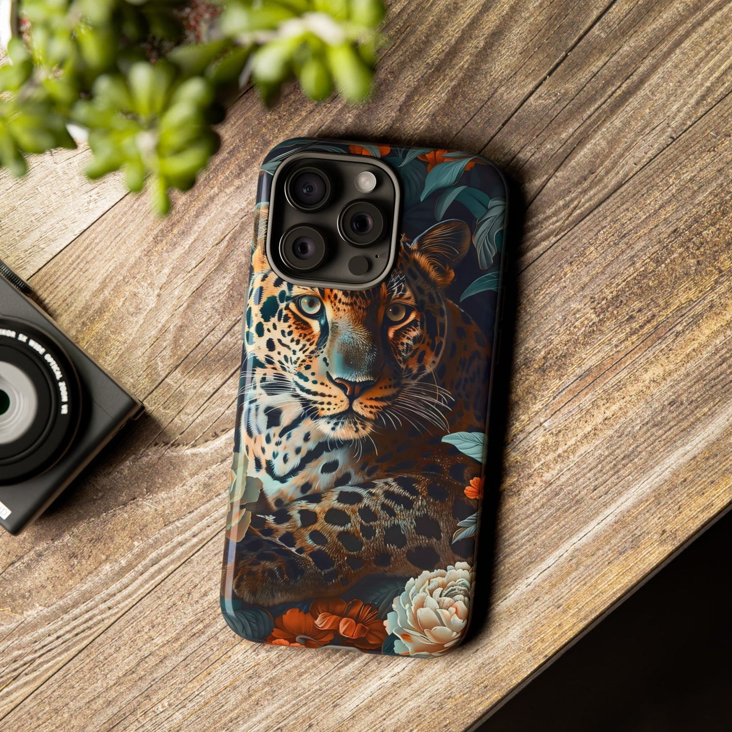 Wildlife Phone Case with Leopard Design | Tough Cases, Animal Prints, Floral Phone Cover, Gift for Nature Lovers, Unique Phone Accessories