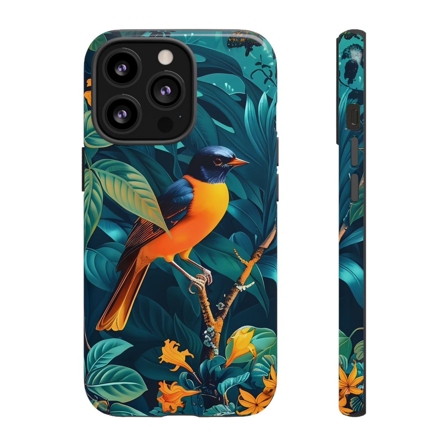 Tough Cases: Vibrant Bird Phone Case, Nature Lover Gift, Eco-Friendly Cover, Floral Design, Spring Decor