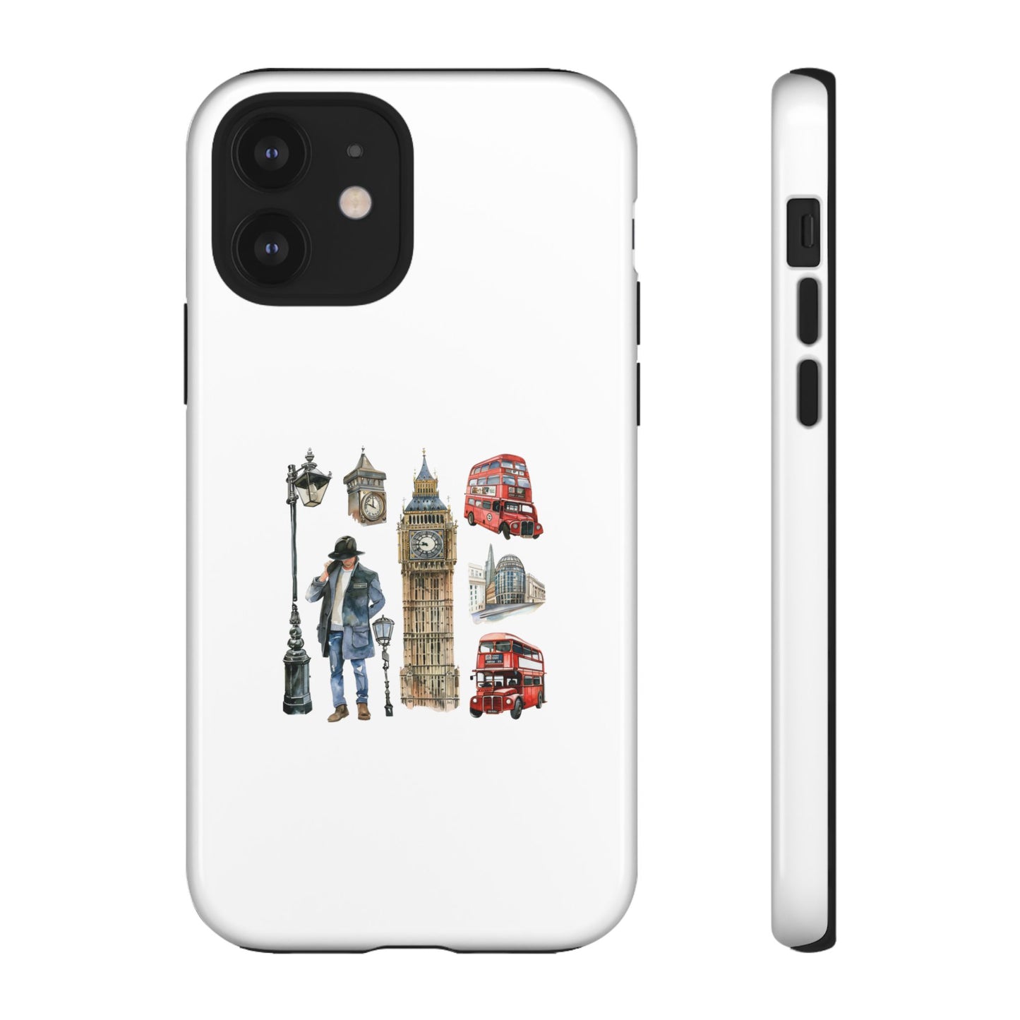London-Themed Tough Phone Case with Iconic Red Buses