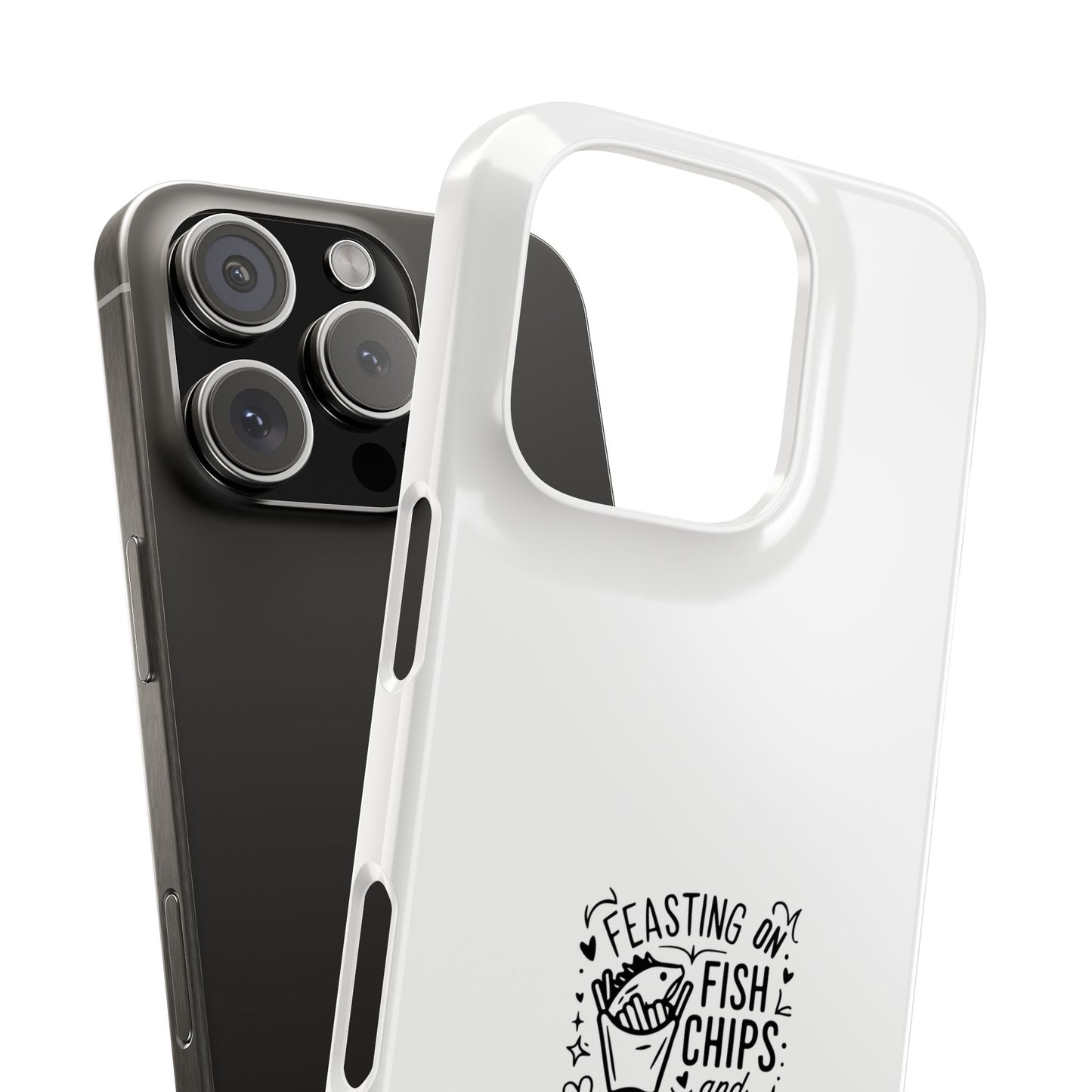 Slim Phone Case with Fish Chips London Design - Fun Gift for Foodies, Travel Lovers, UK Souvenirs, Everyday Carry, Unique Phone Accessory