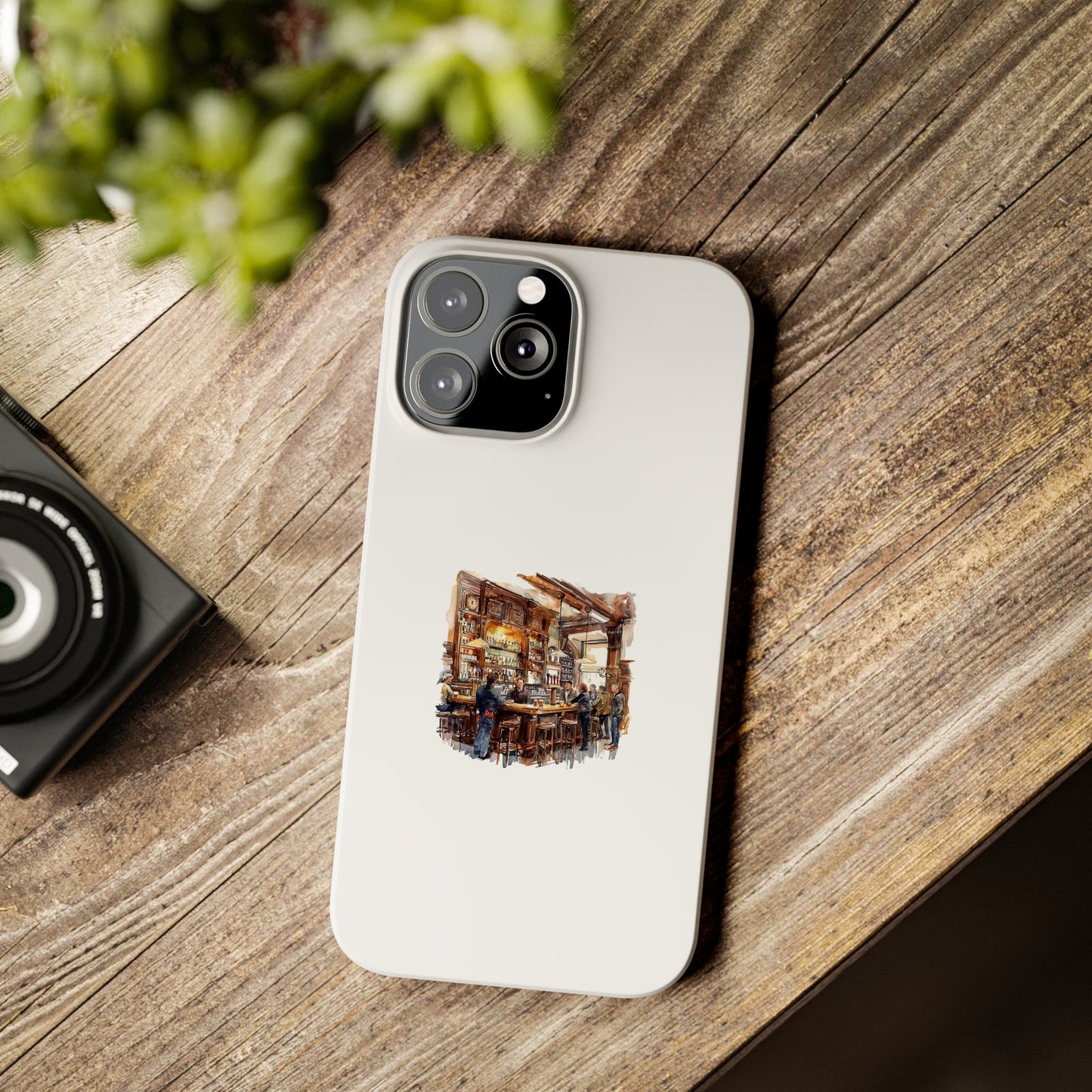 Artistic Slim Phone Cases, Coffee Shop Aesthetic, Unique Phone Covers, Gift for Coffee Lovers, Artistic Design Cases