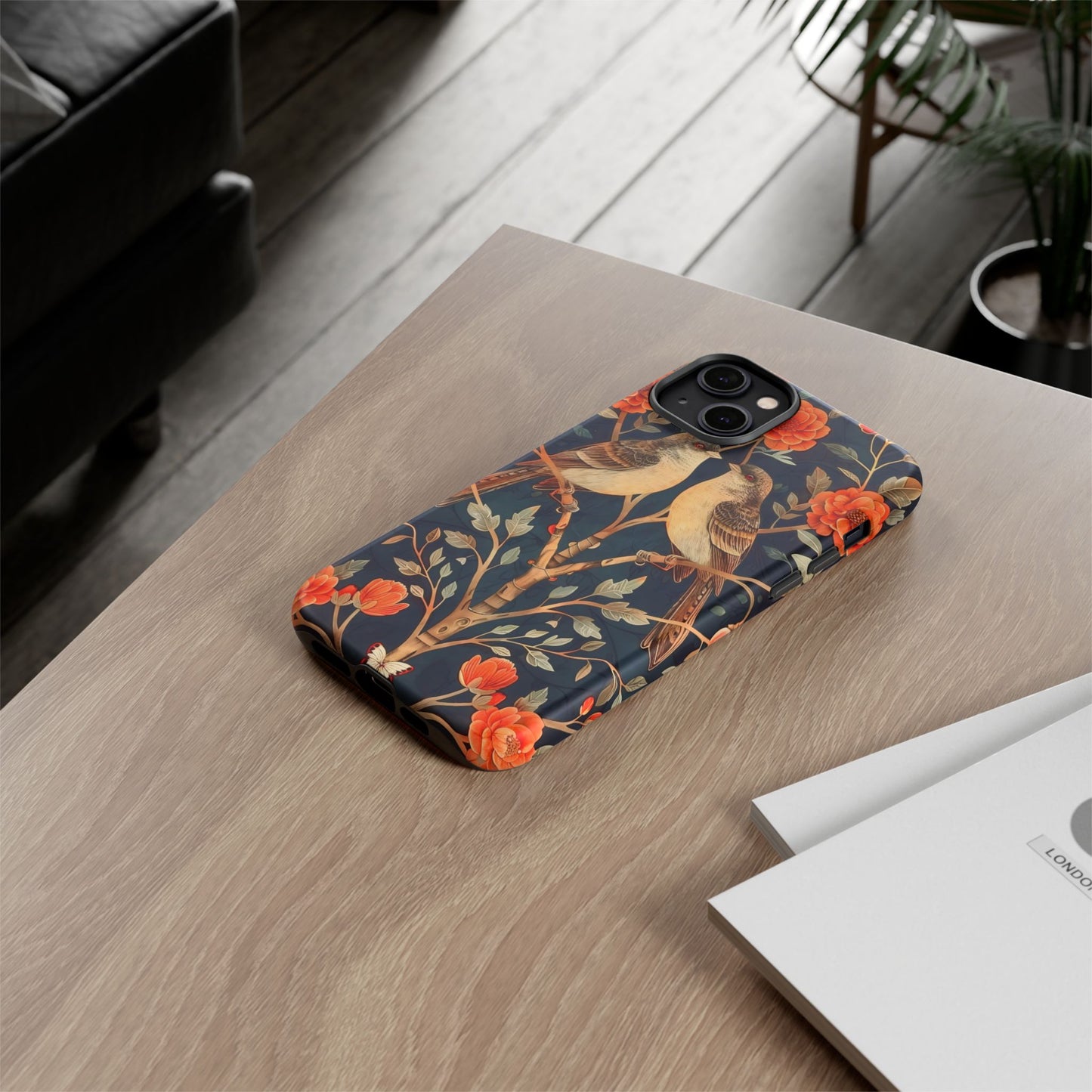Floral Phone Case – Tough Cases with Bird Design, Unique Gift for Nature Lovers, Stylish Tech Accessory, Phone Cover, Artistic Case