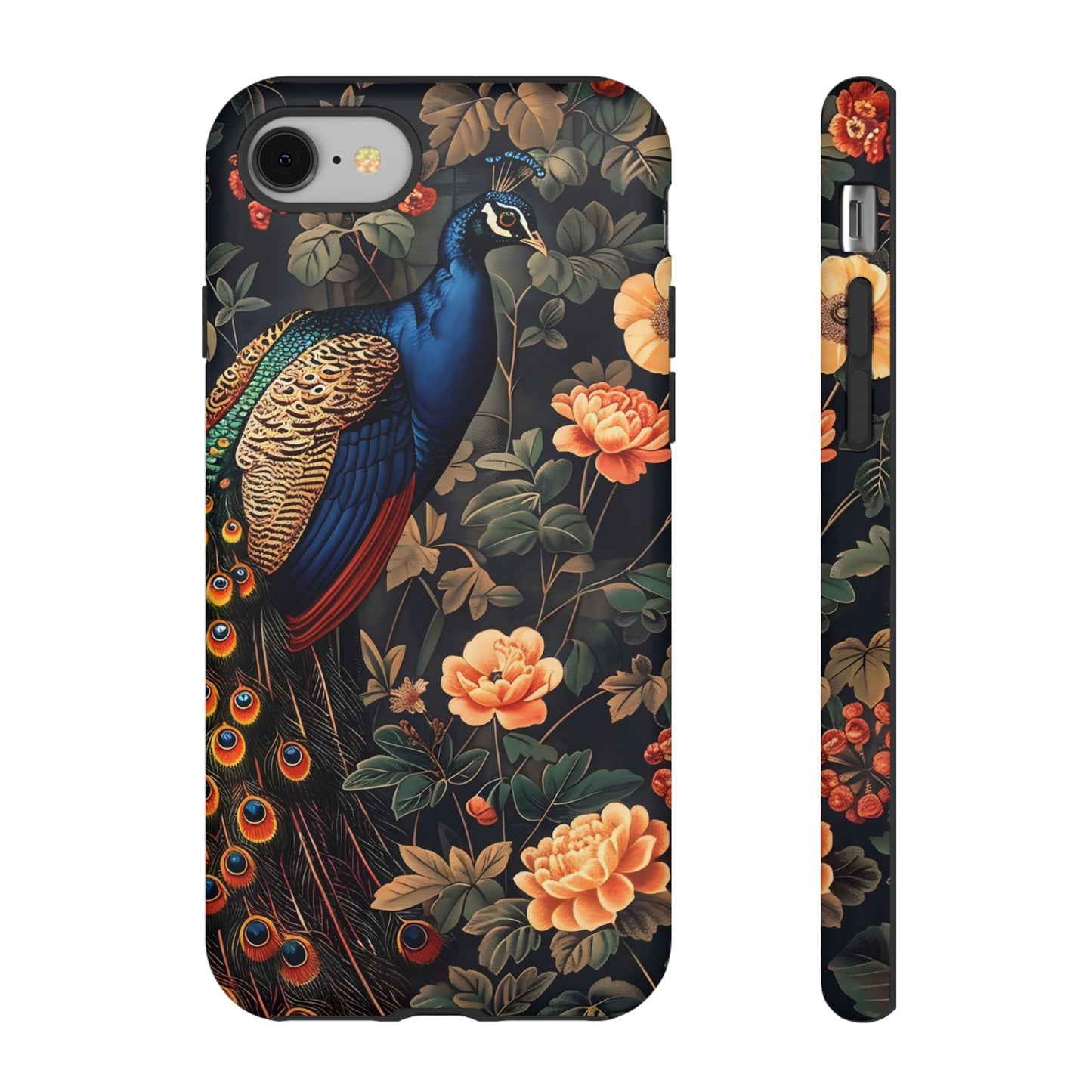 Elegant Peacock Phone Case, Floral Tough Phone Cover, Gifts for Her, Custom Art Phone Cases, Birthday, Chic Accessories