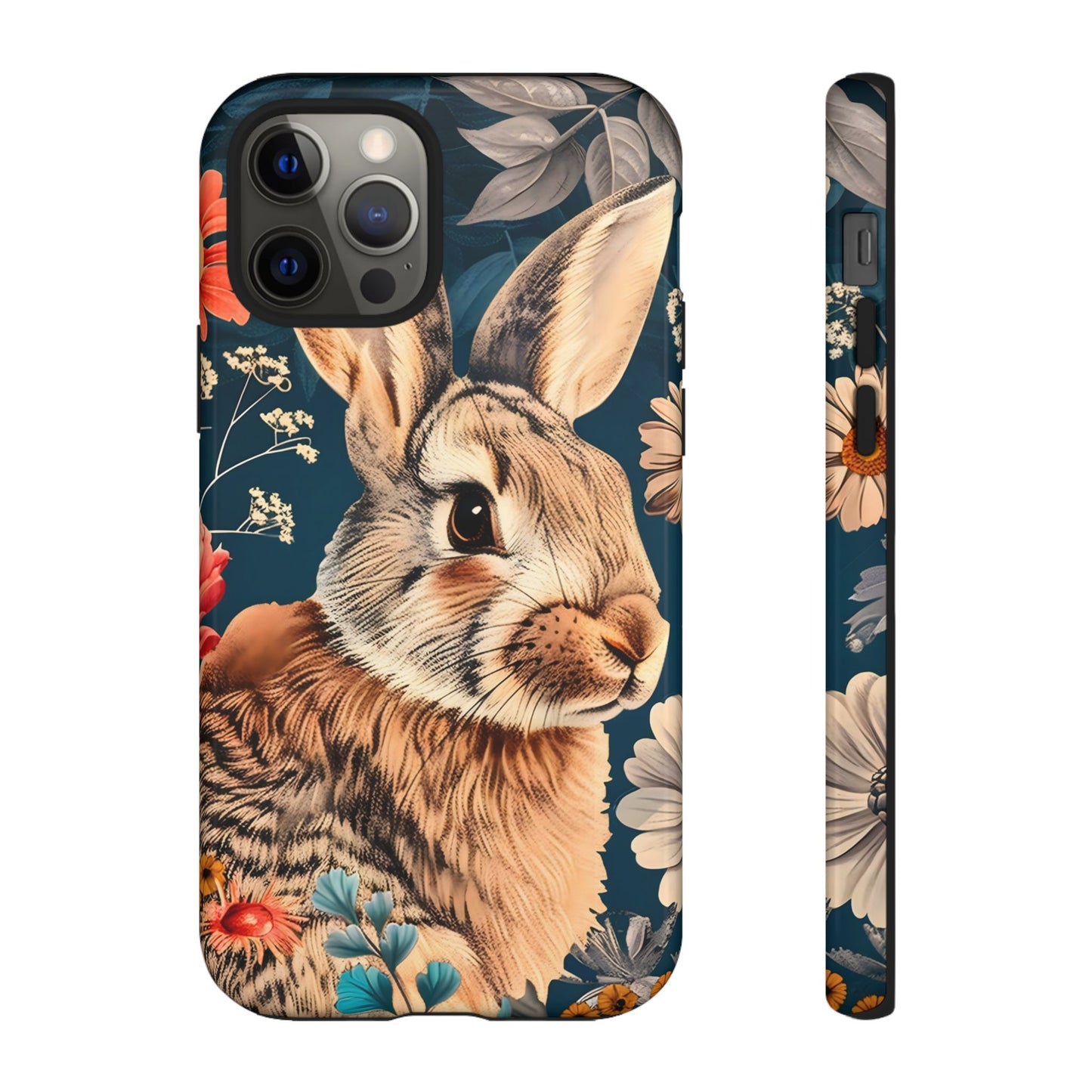Floral Rabbit Phone Case, Cute Phone Cover, Tough Cases for Animal Lovers, Unique Gift for Birthdays, Nature-Themed Accessories