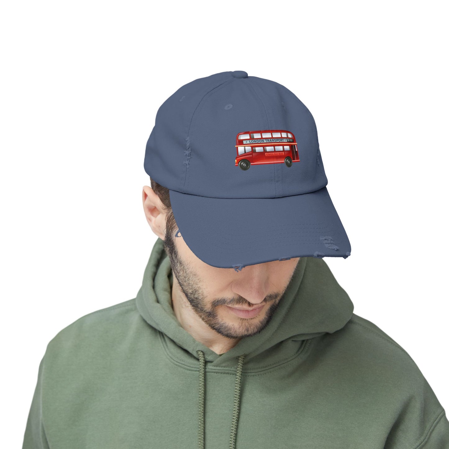Vintage London Bus Cap, Unisex Distressed Cap, Travel Hat, Gift for Travelers, Summer Accessory, Adventure Headwear