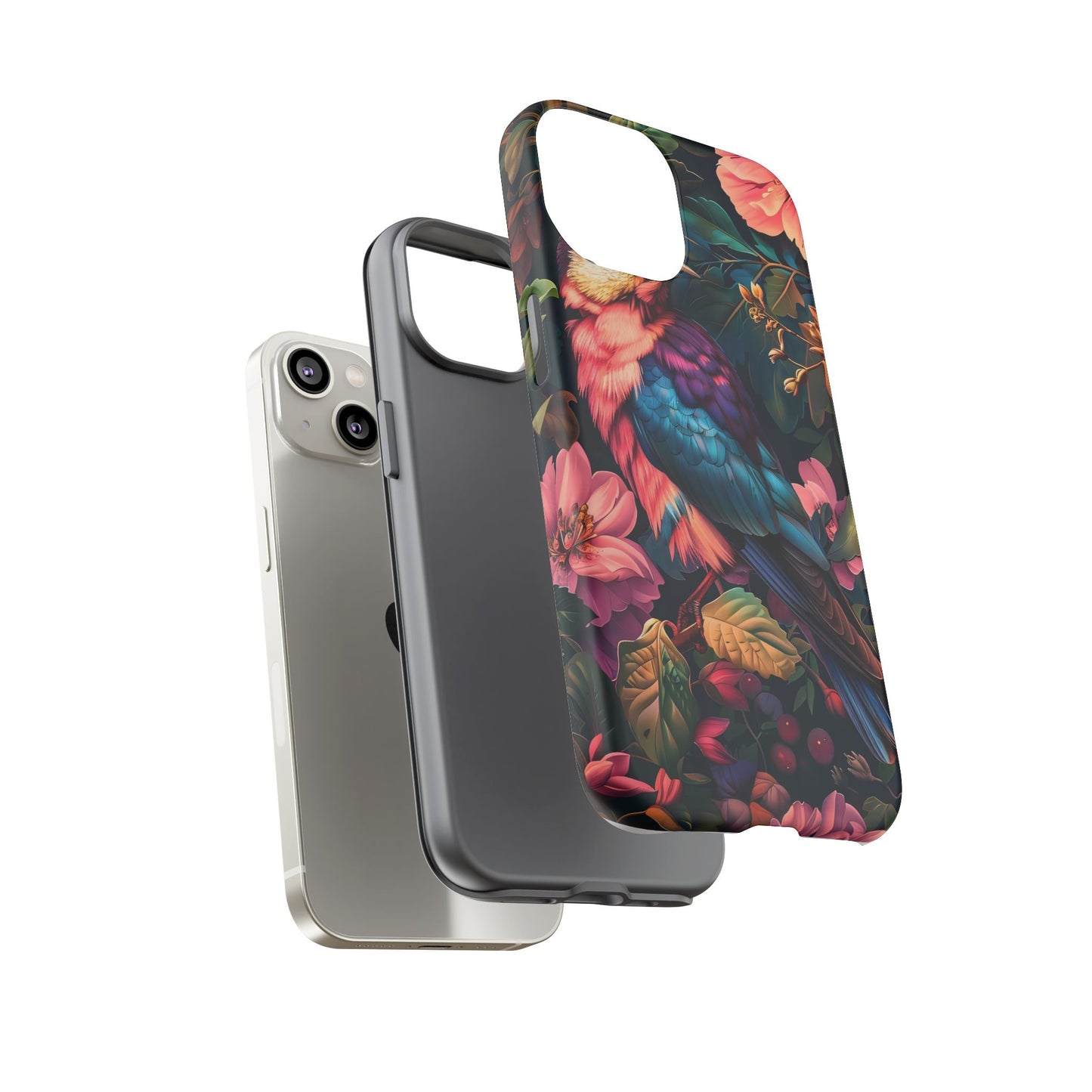 Tough Cases: Vibrant Tropical Bird Phone Case, Floral Smartphone Cover, Nature Lover Gift, Boho Phone Accessory, Cute Bird Case