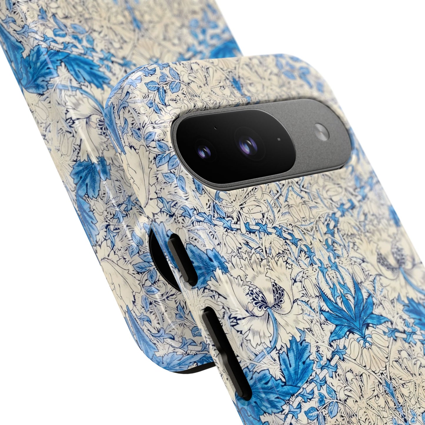 Elegant Floral Phone Case, Tough iPhone Cover, Stylish Mobile Protector, Blue Patterned Case, Unique Gift for Her
