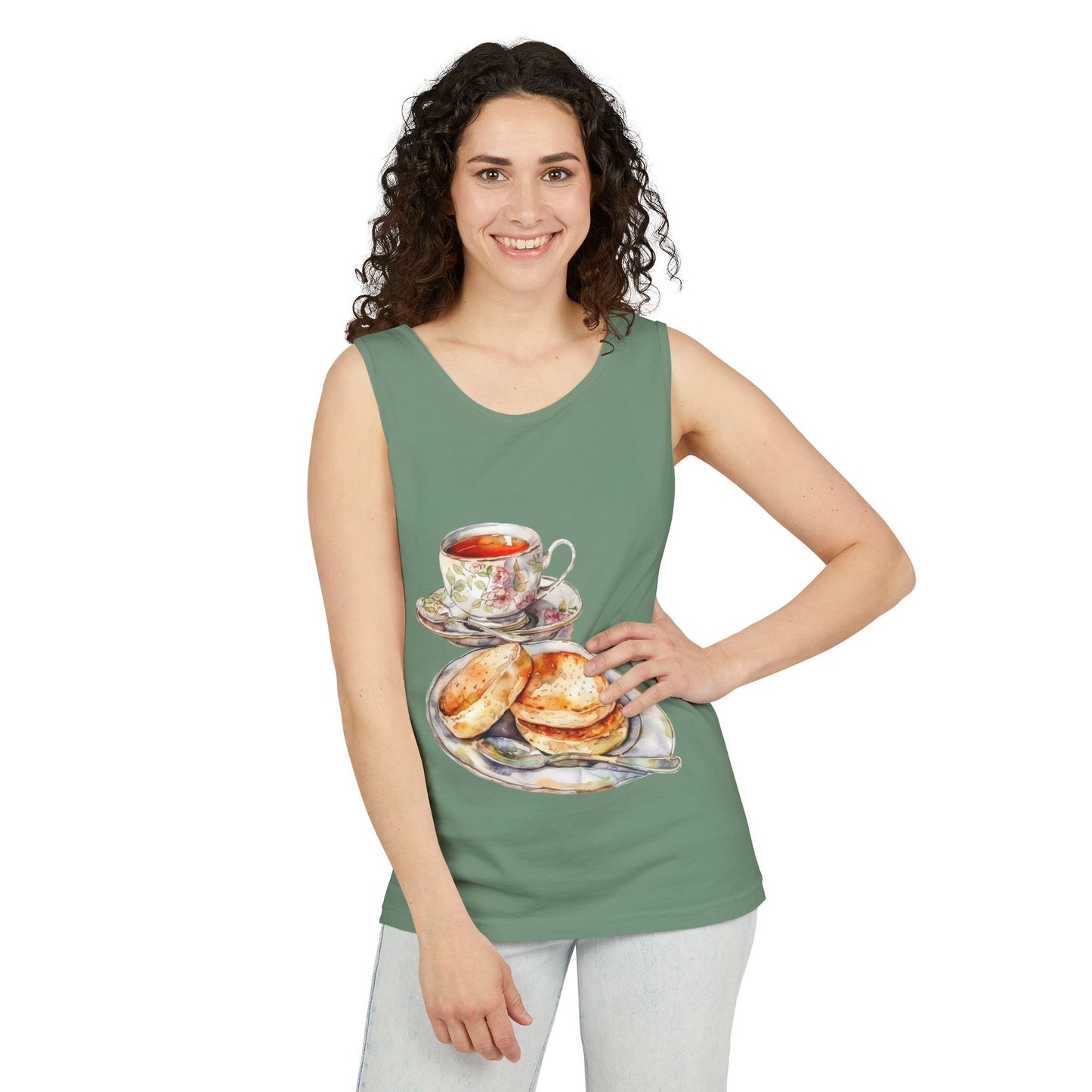 Unisex Garment-Dyed Tank Top - Artistic Food-Themed Painting for Home Decor