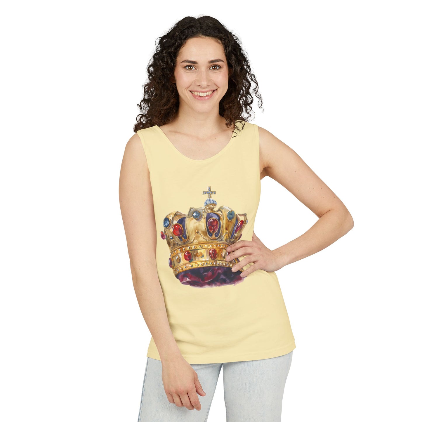 Unisex Garment-Dyed Tank Top - British Royal Crown - Symbol of Regal Elegance and Authority