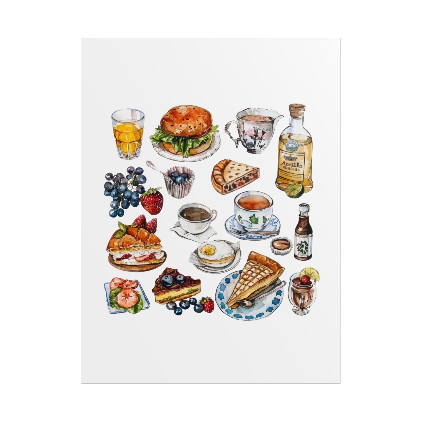 Foodie Wall Art Print, Kitchen Decor, Gourmet Food Poster, Culinary Art for Food Lovers, Cafe Aesthetic Home Decor