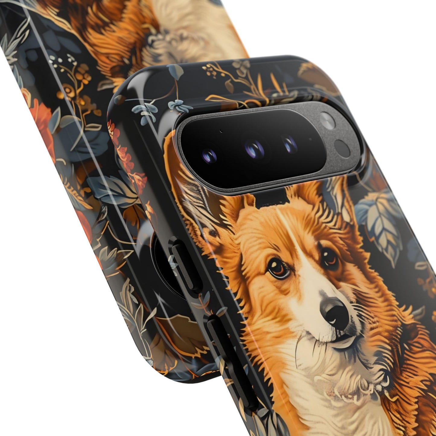 Corgi Floral Phone Case - Tough Cases for Dog Lovers, Cute Pet Accessories, Gift for Dog Owners, Floral Design, Personalized Tech Cover