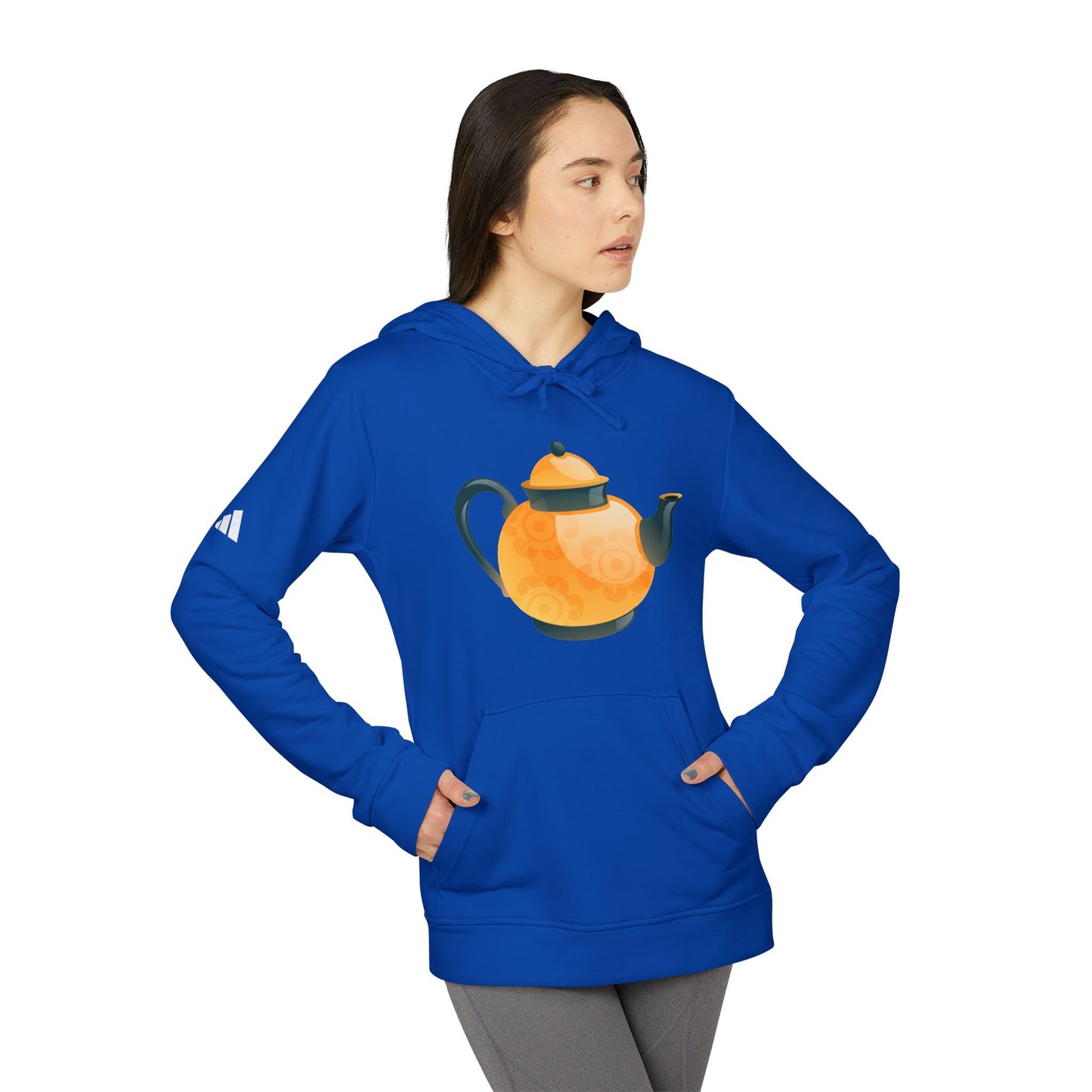 Adidas Unisex Fleece Hoodie - Cozy Teapot Graphic Hoodie for Tea Lovers