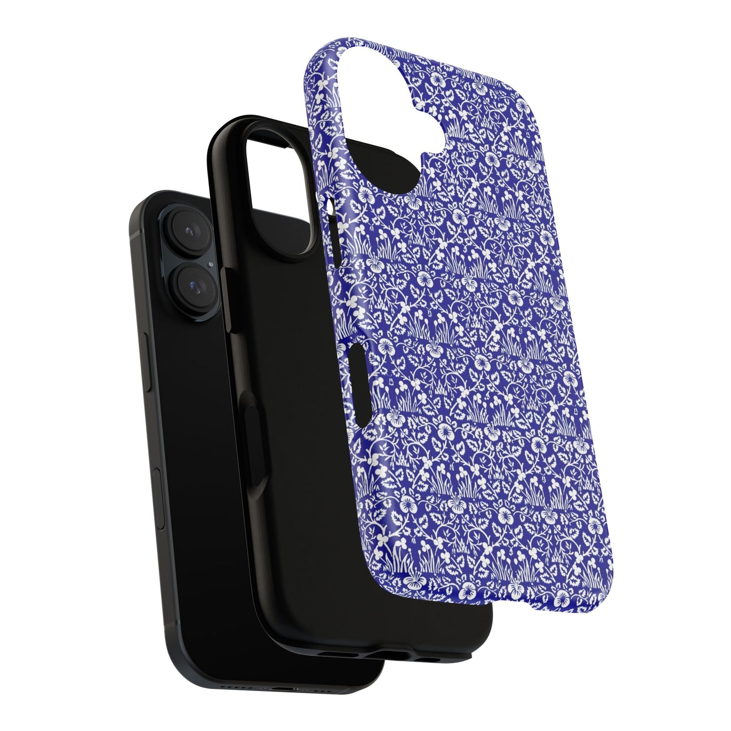 Elegant Floral Phone Case - Tough Cases, Blue Floral Design, Stylish Phone Accessory, Unique Gift, Modern Tech Protection