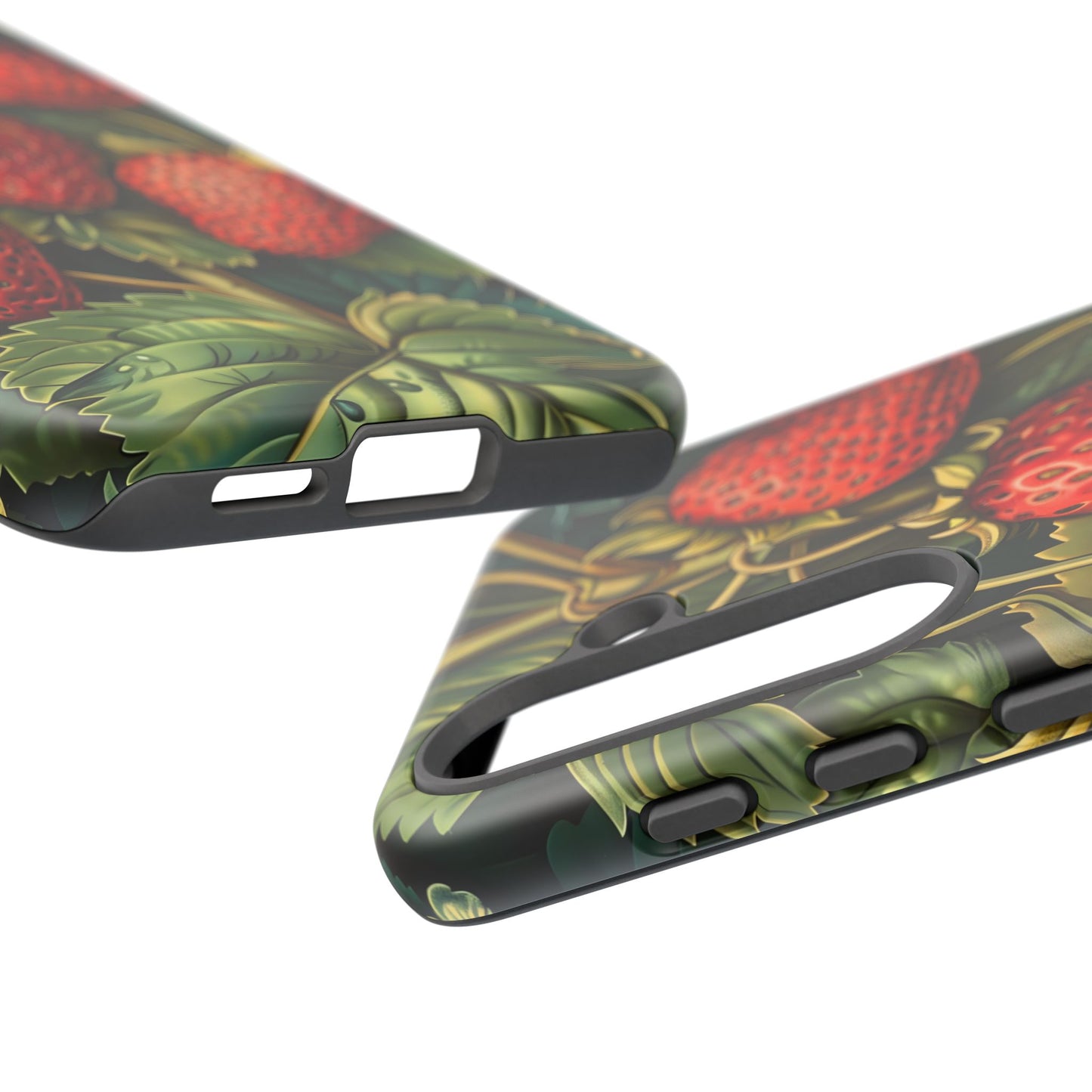 Strawberry Phone Case, Tough Berry Case, Floral Phone Cover, Cute Smartphone Shell, Nature-Inspired Gift