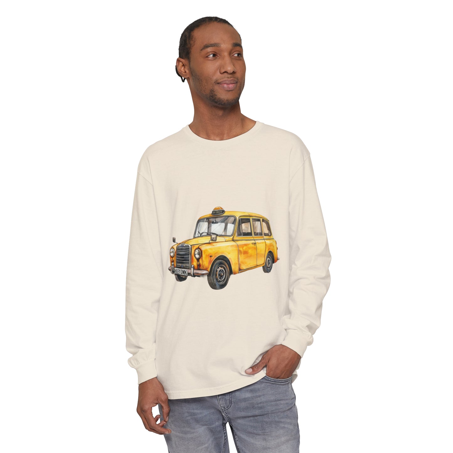 Unisex Garment-dyed Long Sleeve T-Shirt - British Vintage Car