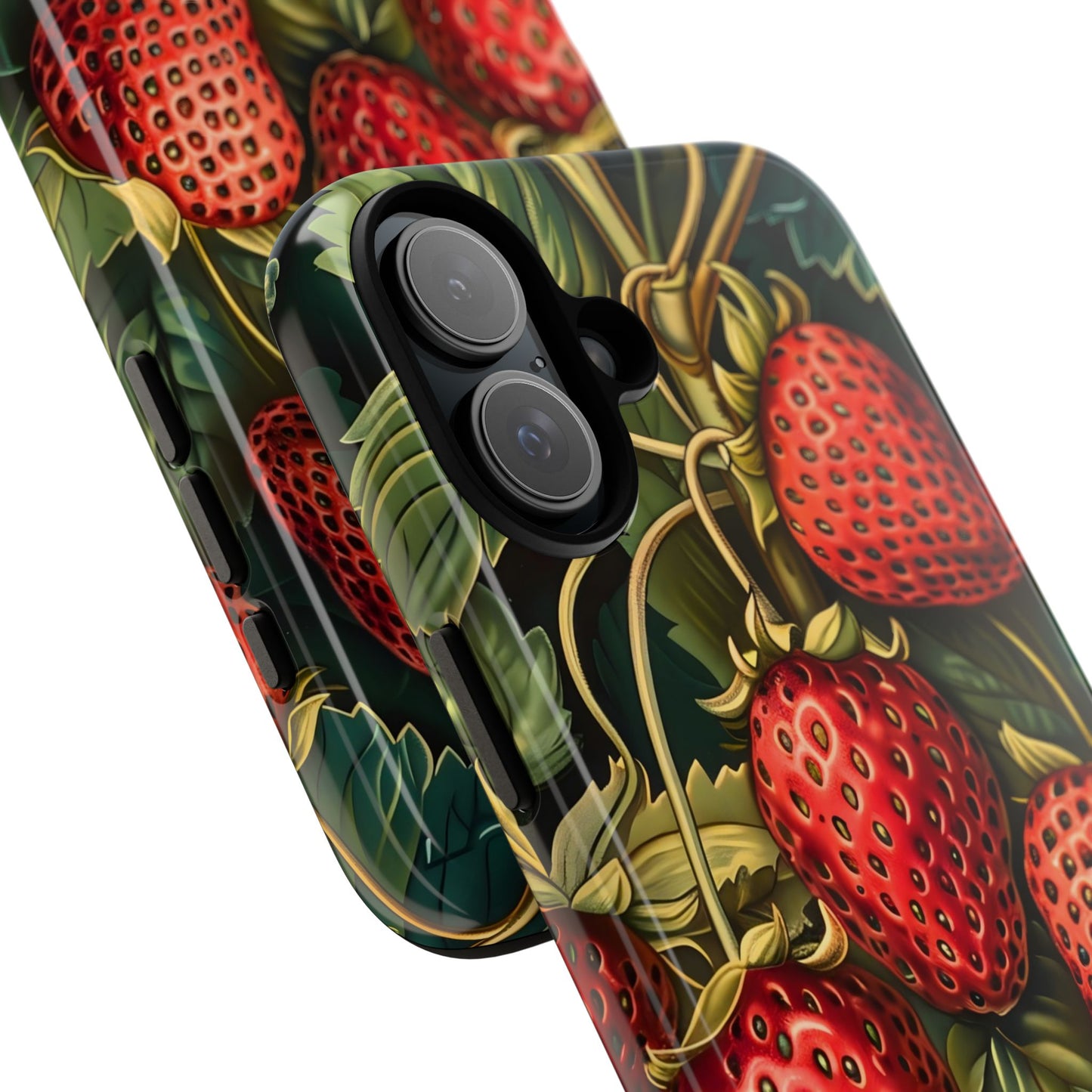 Strawberry Phone Case, Tough Berry Case, Floral Phone Cover, Cute Smartphone Shell, Nature-Inspired Gift