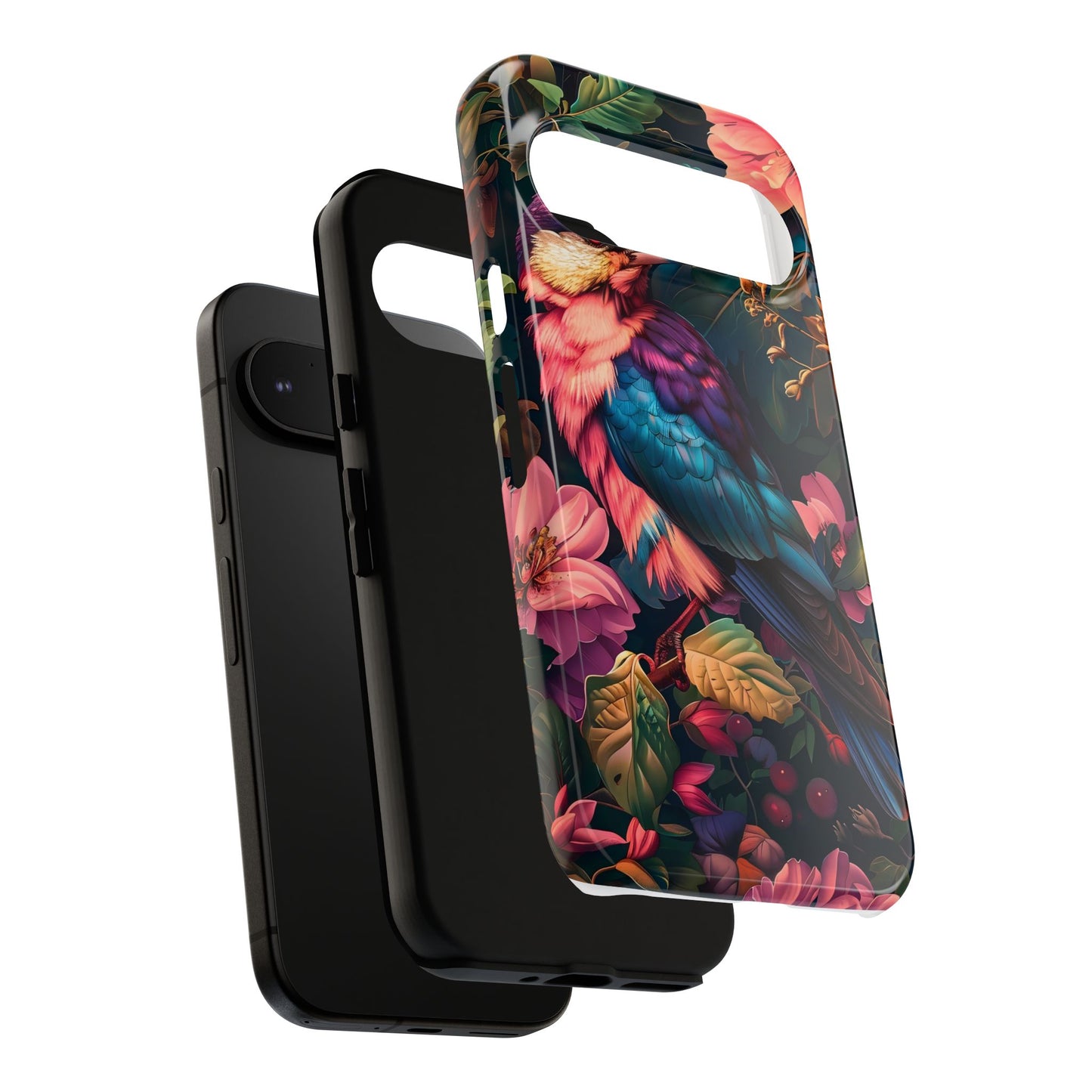 Tough Cases: Vibrant Tropical Bird Phone Case, Floral Smartphone Cover, Nature Lover Gift, Boho Phone Accessory, Cute Bird Case