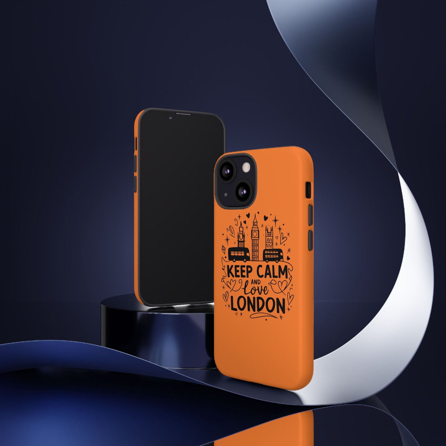 London-Themed Phone Case: Keep Calm and Love London, UK Souvenir, Travel Gift, City Lover, Smartphone Accessories, Orange Design