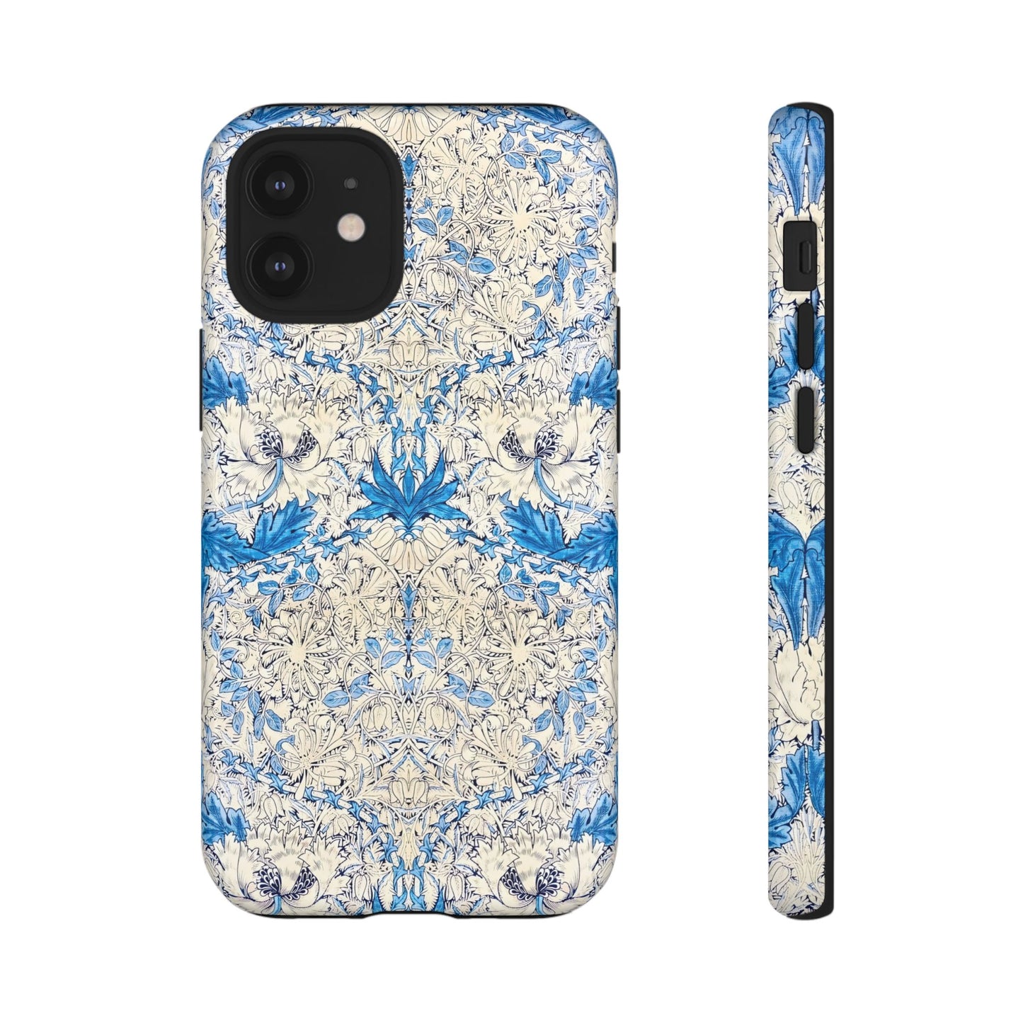 Elegant Floral Phone Case, Tough iPhone Cover, Stylish Mobile Protector, Blue Patterned Case, Unique Gift for Her