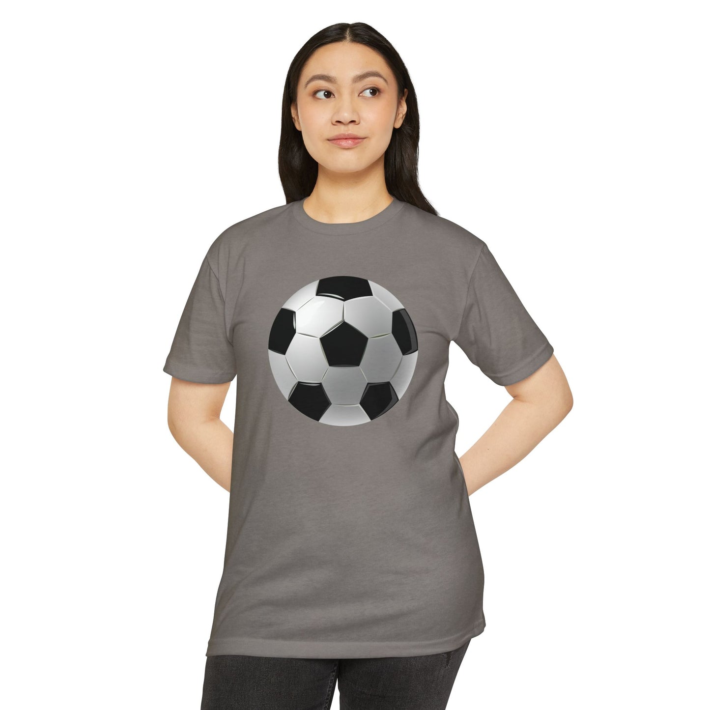 Unisex CVC Jersey T-shirt - Dynamic Football Design - Sports Passion and Energy