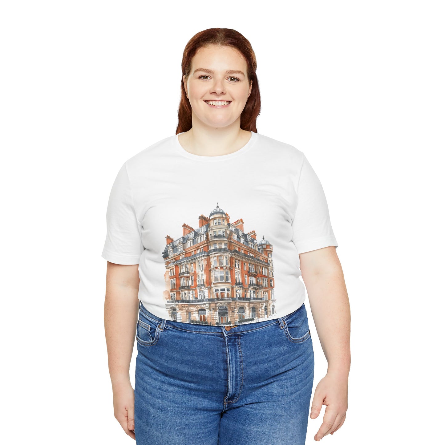 Unisex Jersey Short Sleeve Tee - British Vintage Building - Architectural Charm and Classic Appeal