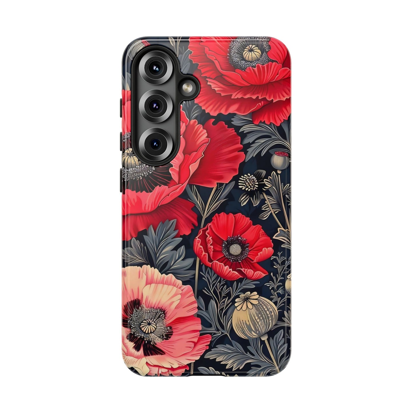 Floral Phone Case with Artistic Poppies, Tough Cases, Flower Design, Nature Lover Gift, Customizable Mobile Cover, Stylish Phone Accessories