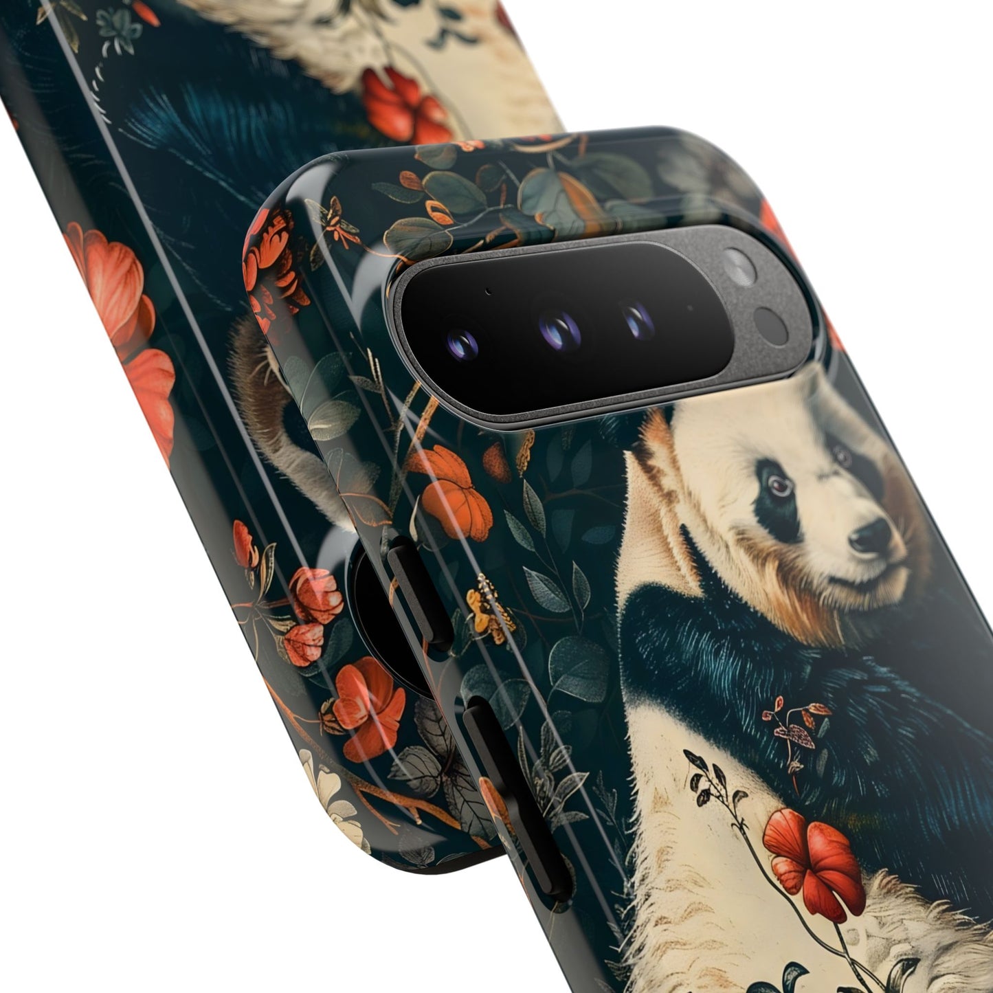 Panda Phone Case, Floral Design Phone Cover, Cute Panda Gift, Nature-Inspired Case, Animal Lover Accessory