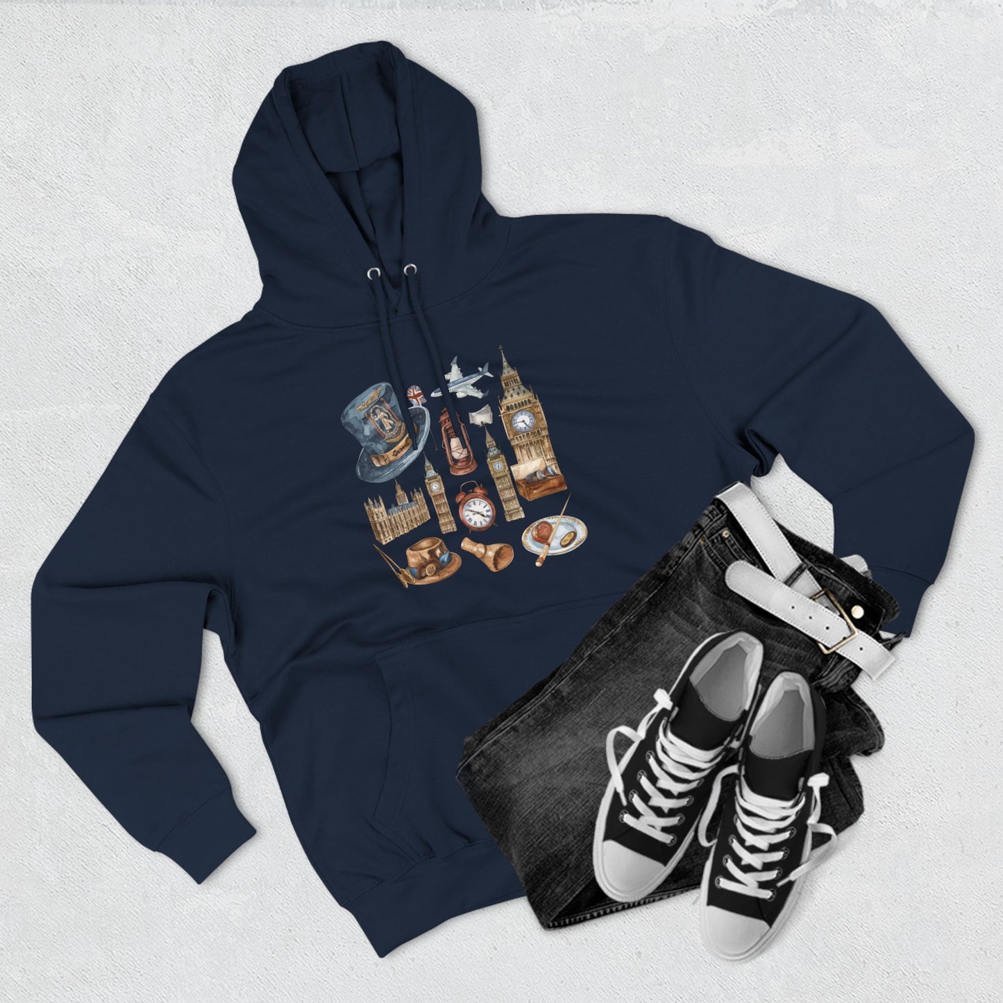 Vintage England Icons Classy Three-Panel Fleece Hoodie