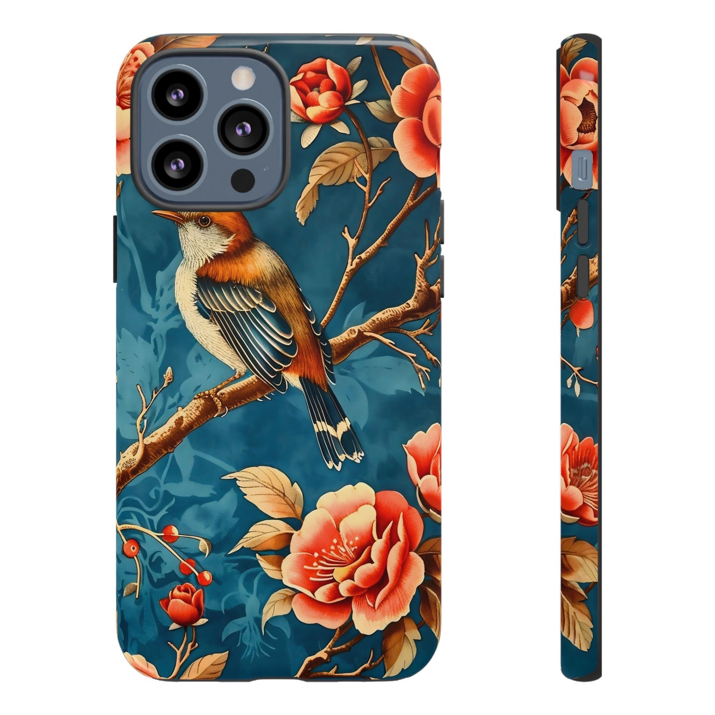 Bird & Floral Phone Case, Tough Cases for Nature Lovers, Gift for Her, Customizable Design, Vibrant Tech Accessories