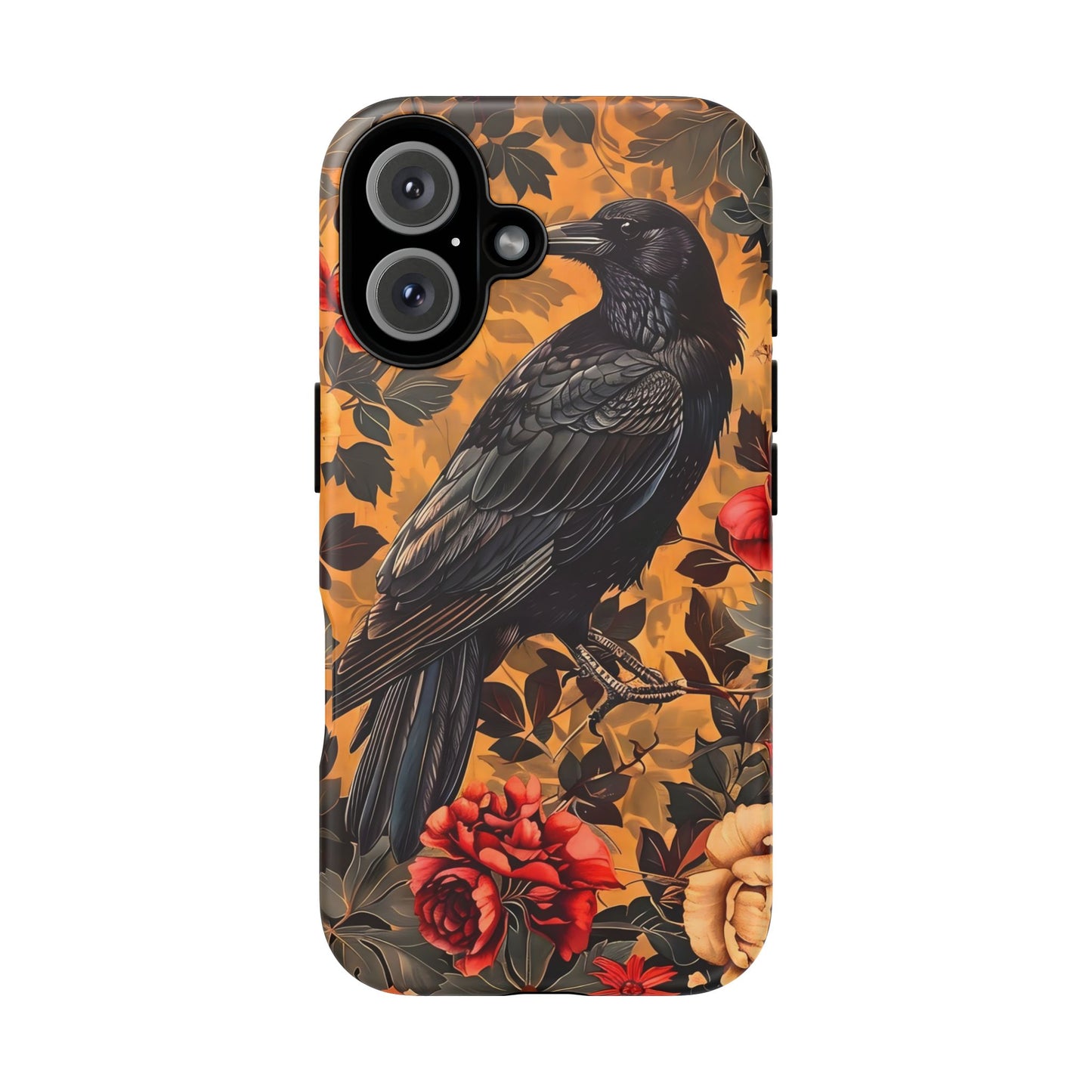 Raven Floral Phone Case - Tough Cases, Blackbird Decor, Gift for Nature Lovers, Bird Themed Accessories, Unique Phone Cover