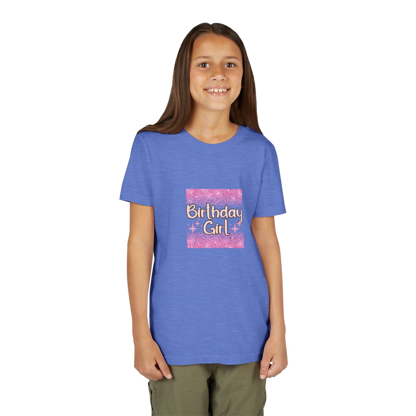 Youth Short Sleeve Tee - Pink and Black Leopard Birthday Girl Graphic