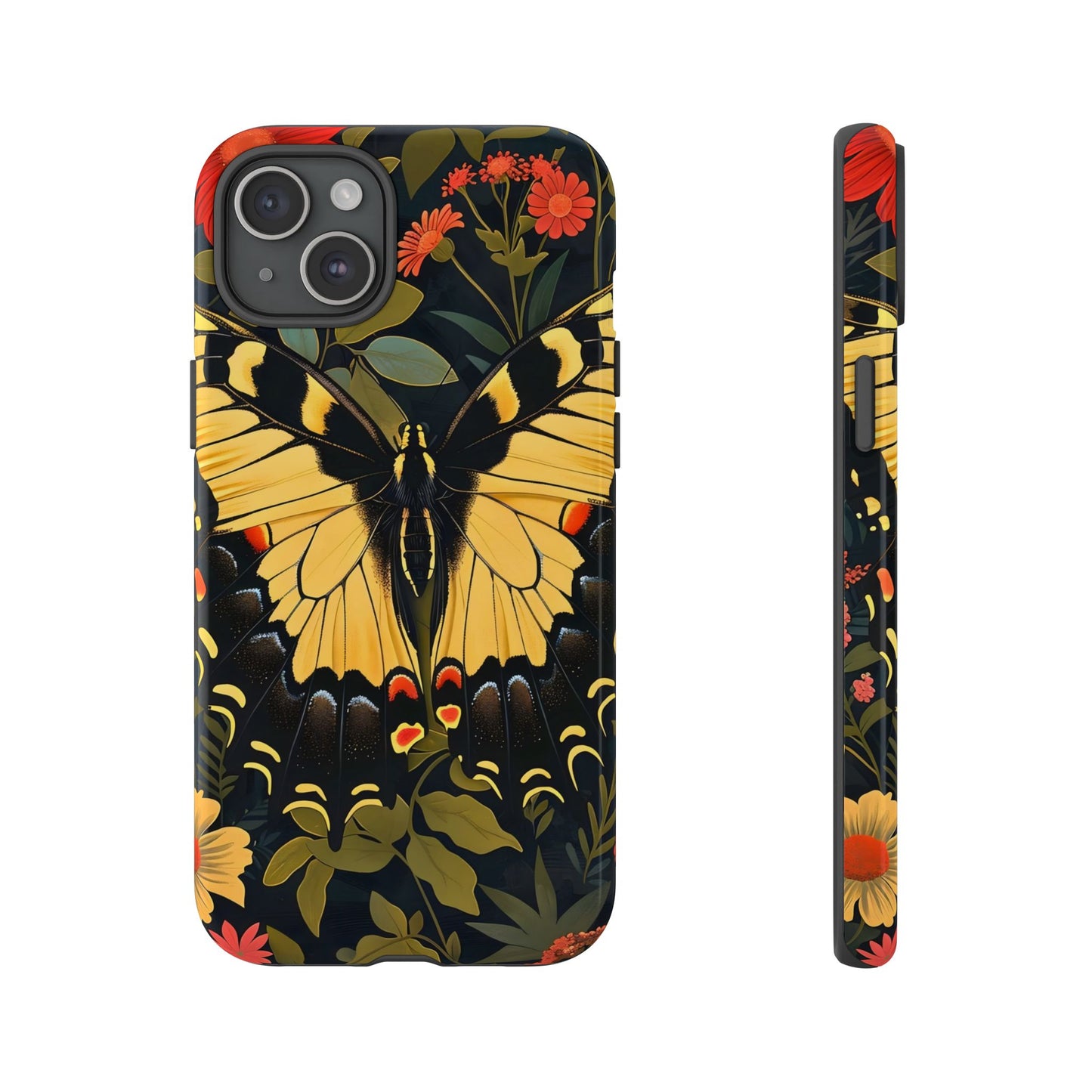 Butterfly Floral Phone Case, Tough Cases with Vibrant Design, Protective Cover for Nature Lovers, Gift for Her