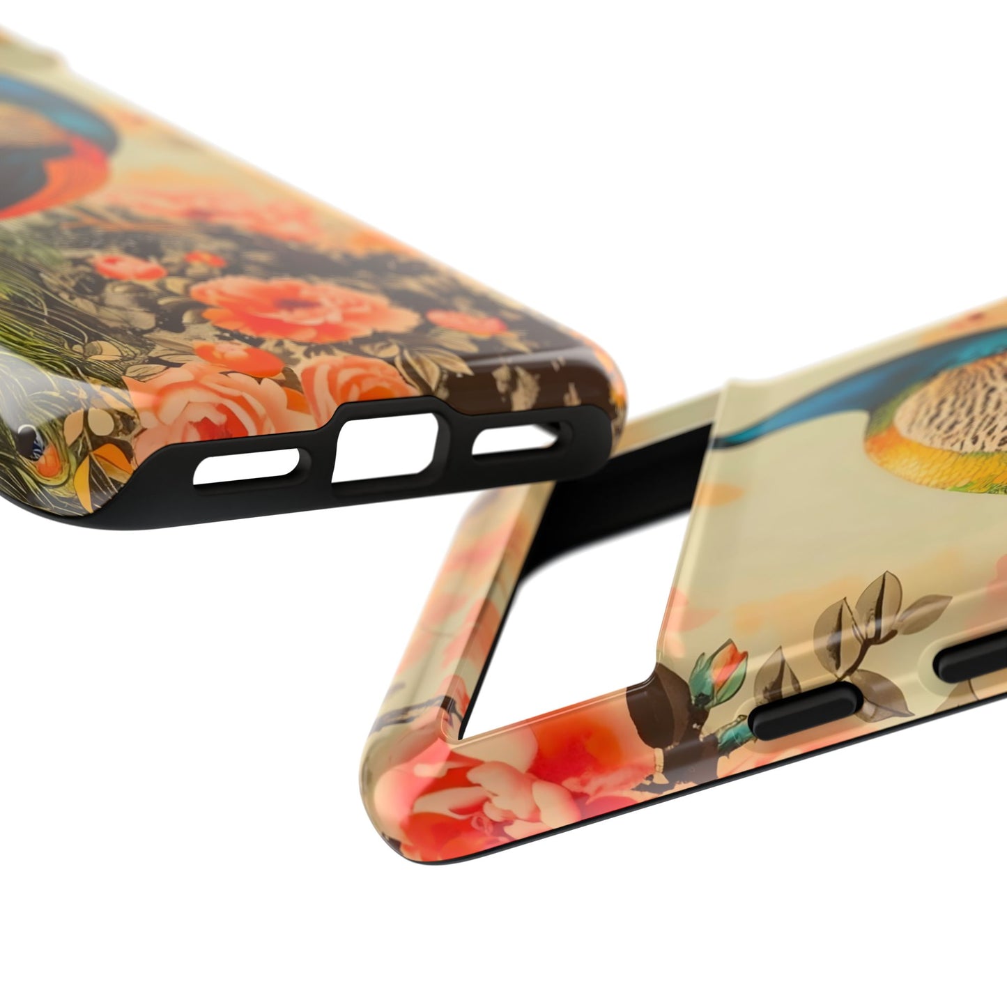 Peacock Phone Case, Tough Phone Cover, Unique Phone Accessory, Floral Design, Gift for Bird Lovers, Spring Decor