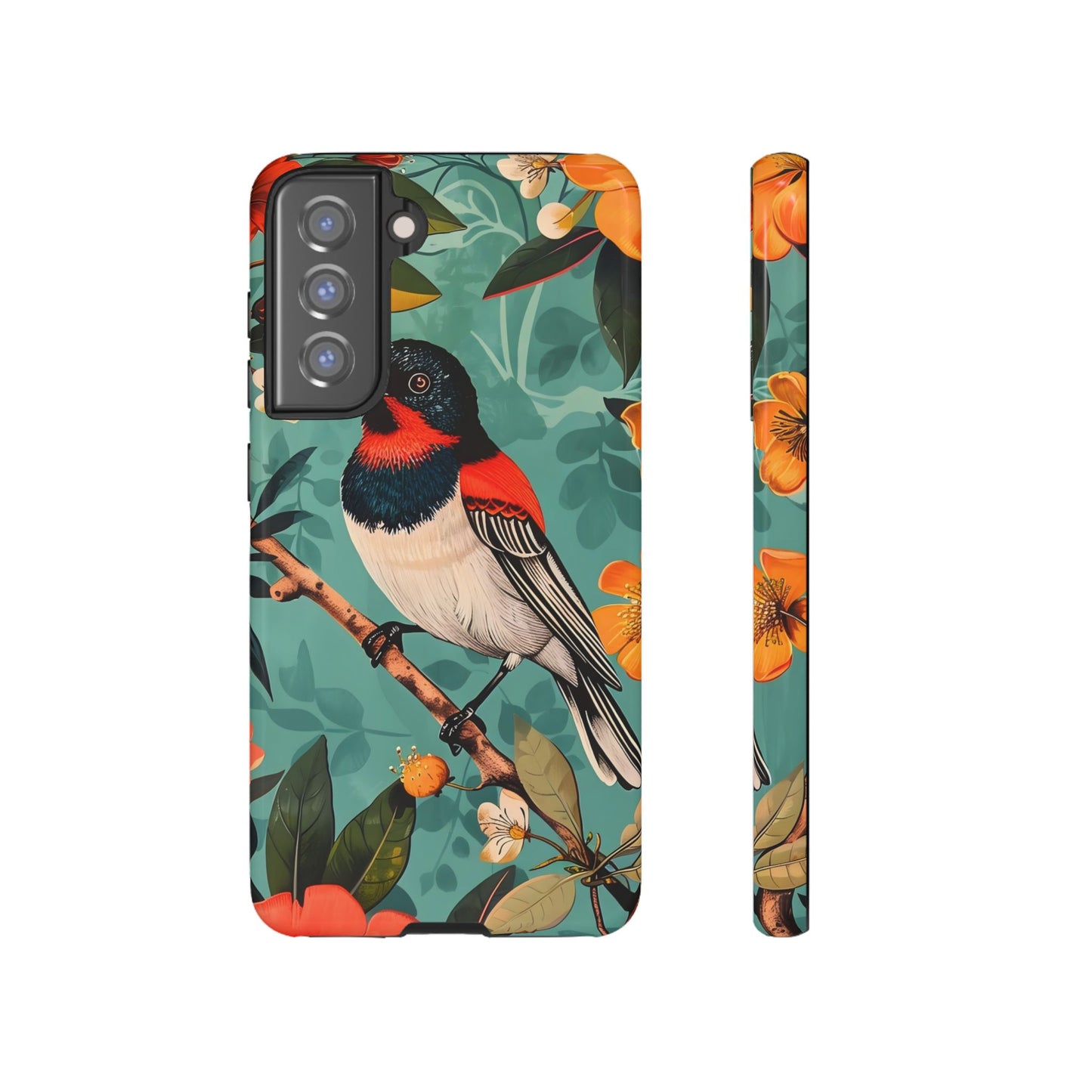 Tough Cases - Floral Bird Phone Case, Colorful Phone Cover, Nature Lover's Gift, Stylish Phone Accessory, Unique Gift Idea